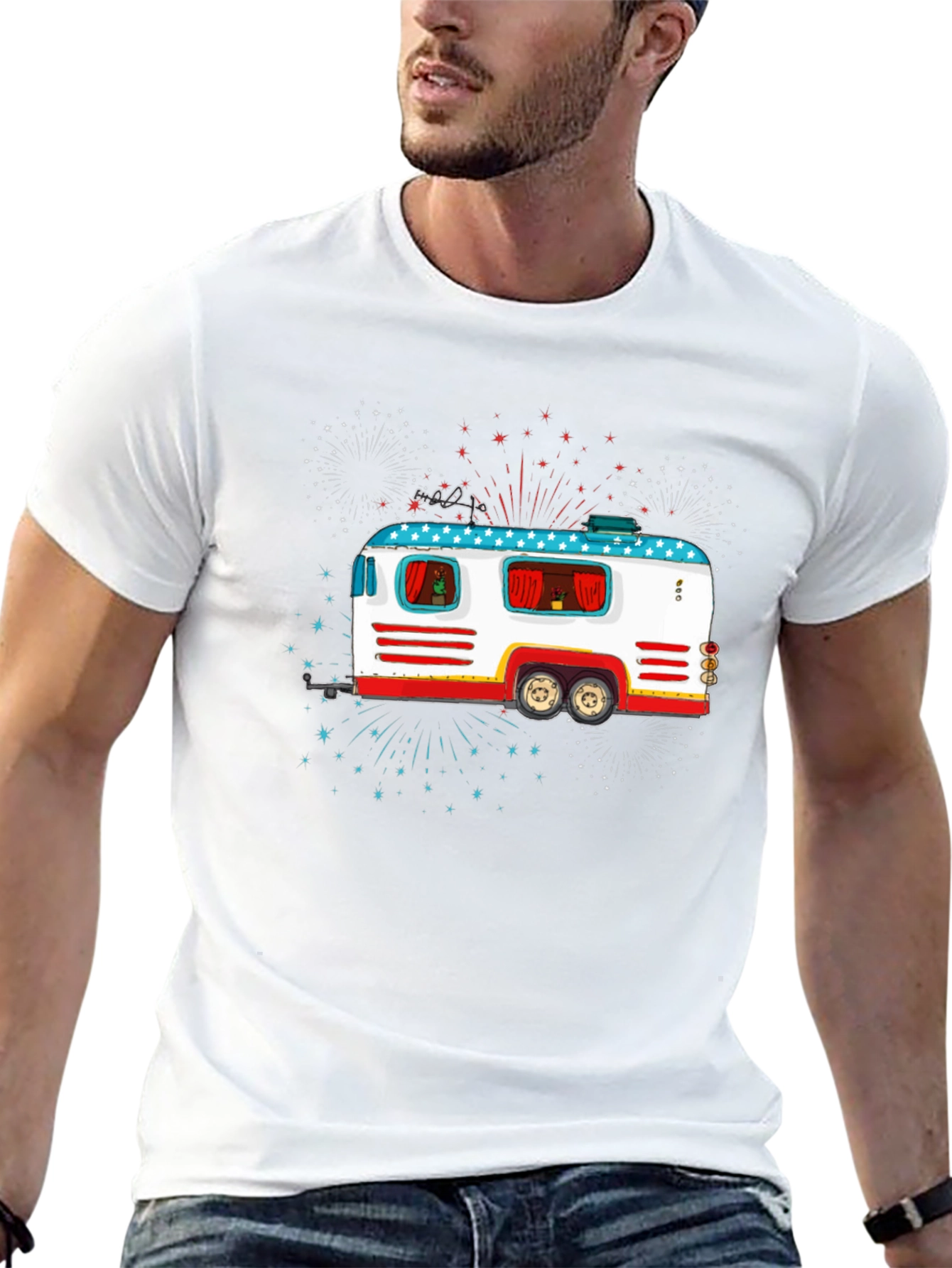 Patriotic Camper Graphic Tee - 4th of July Style