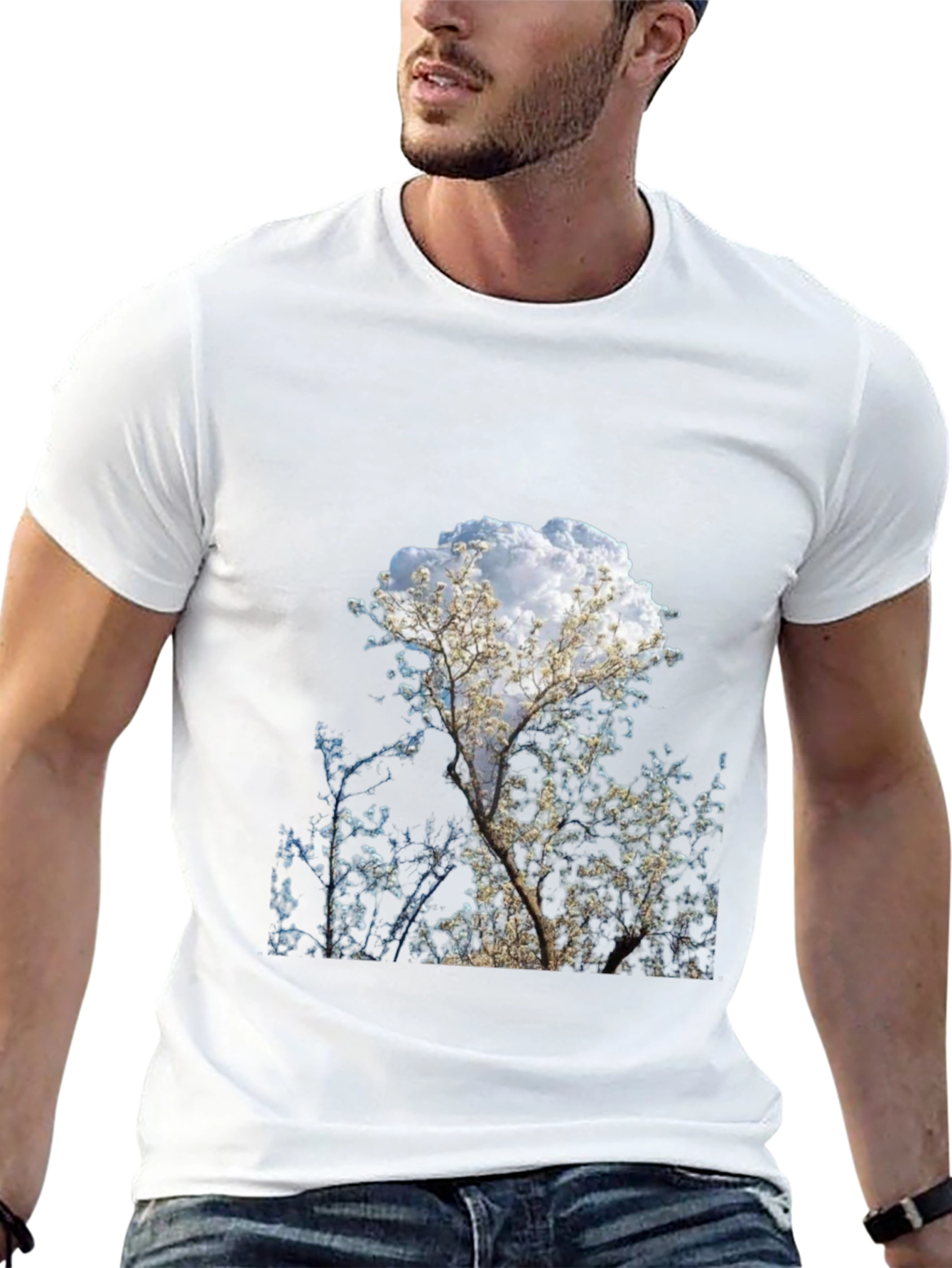 Tree Print Black T-Shirt - Nature Inspired Design