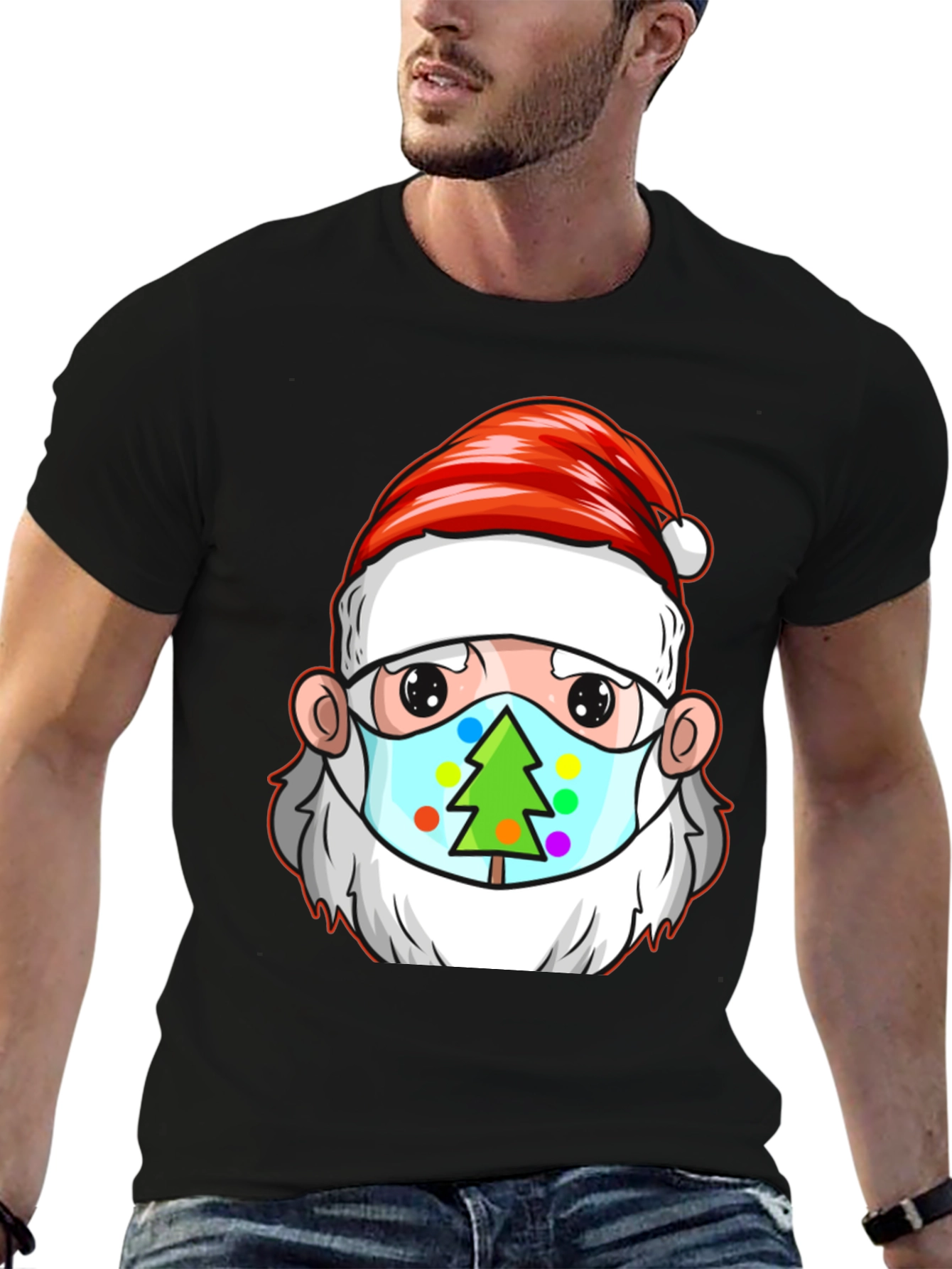 Festive Santa Mask Tee - Holiday Cheer