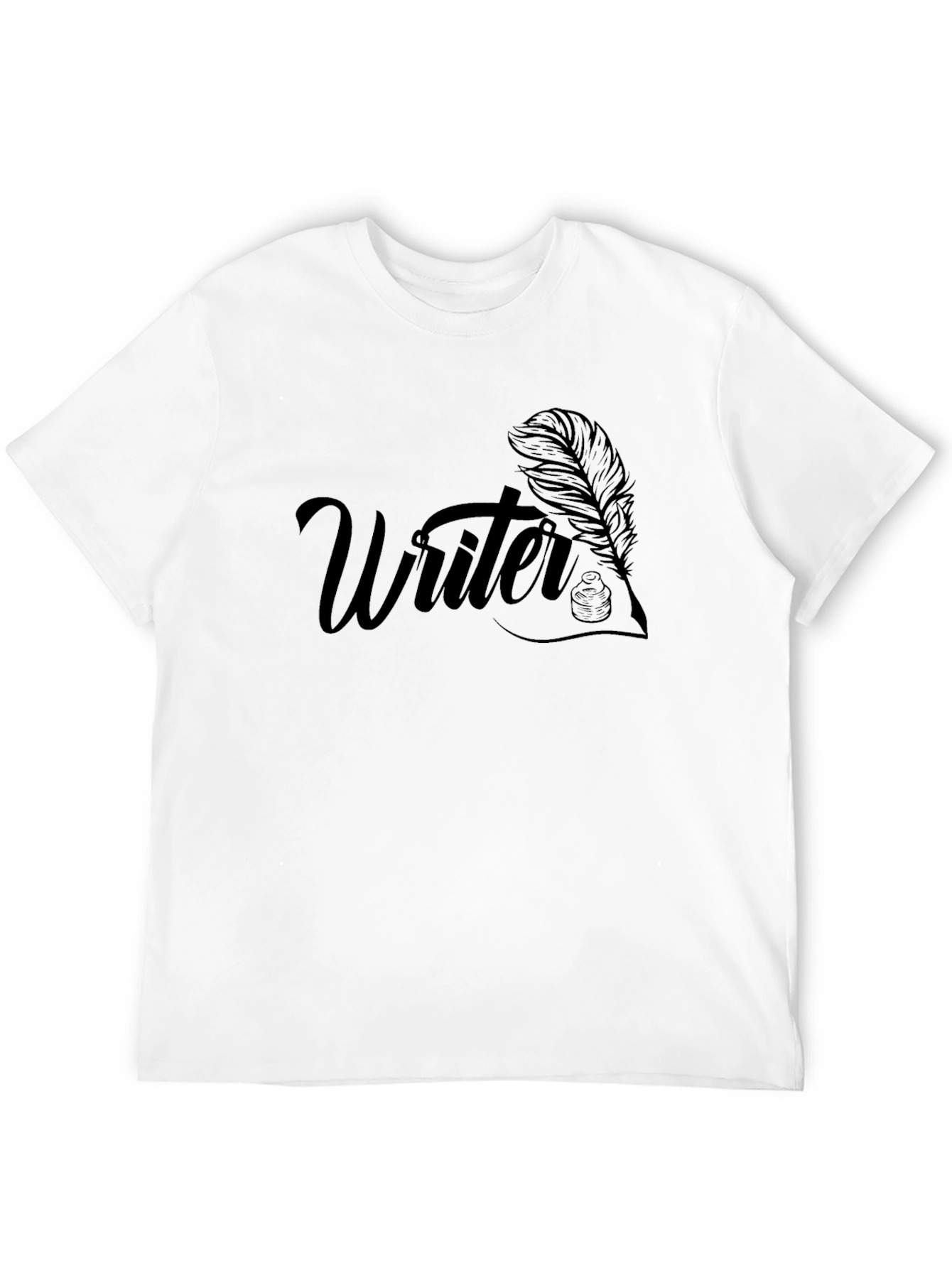Writer T-Shirt: Classic Black Feather Quill Design