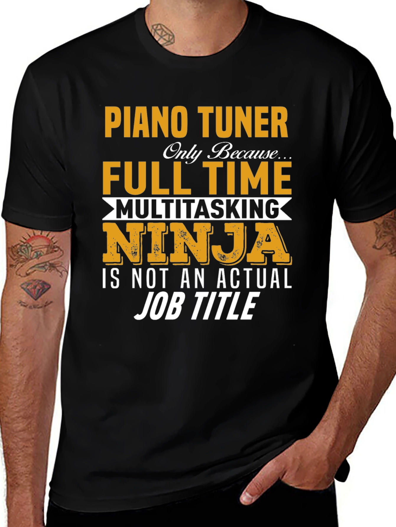 Piano Tuner Full Time Ninja T-Shirt