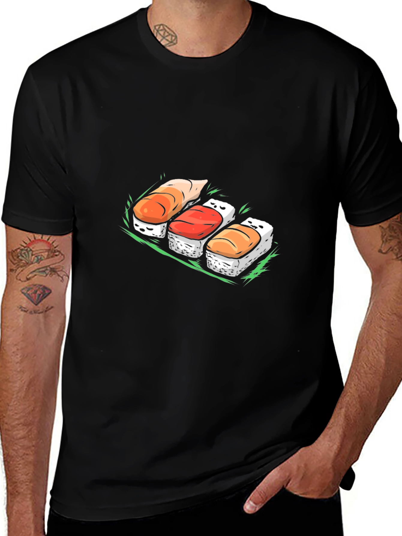 Sushi Graphic Tee - Casual Black T-Shirt