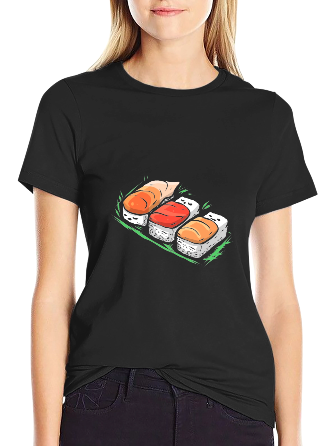 Sushi Graphic Tee - Casual Black T-Shirt