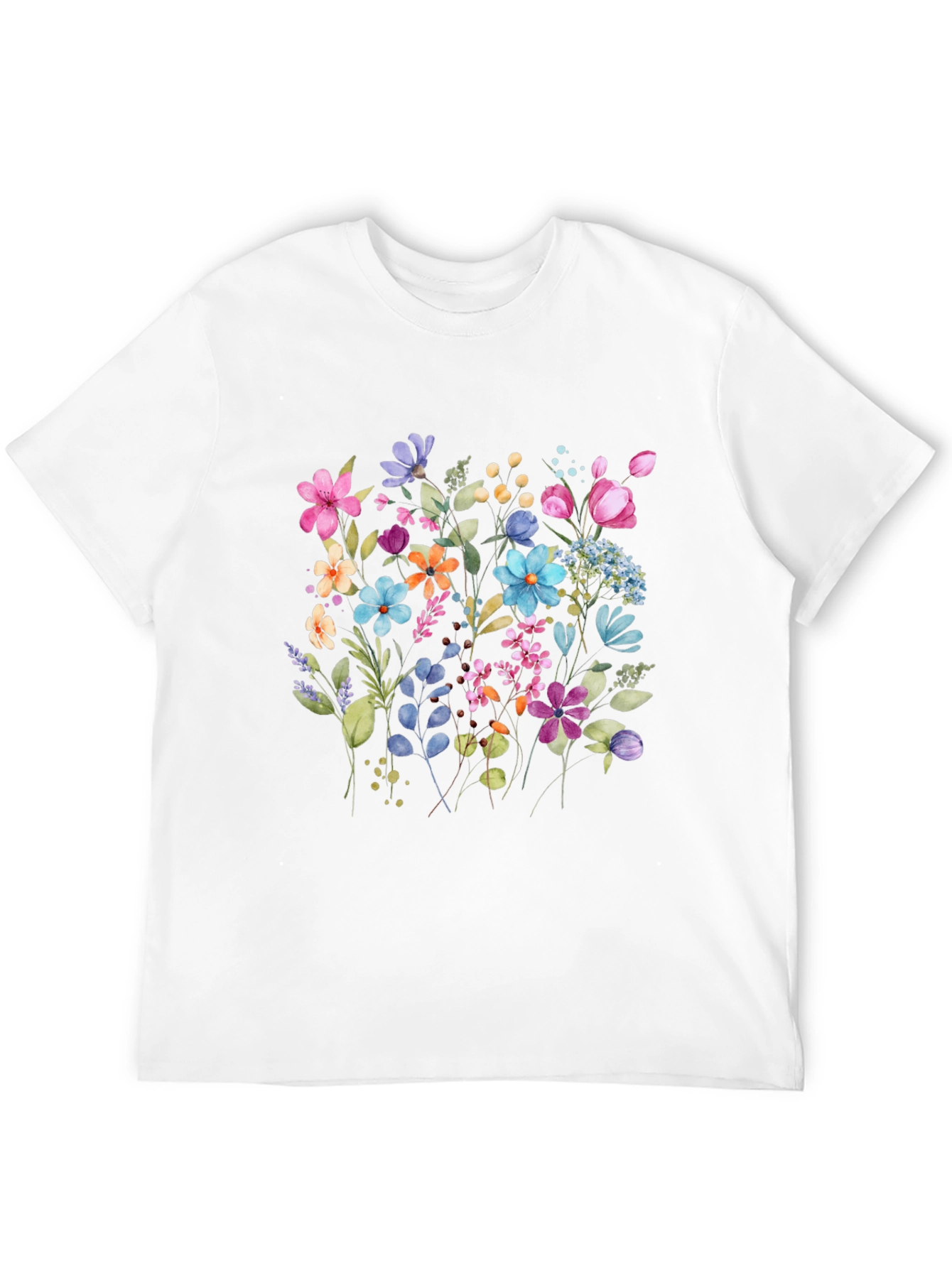 Floral Print Mens Black Tee