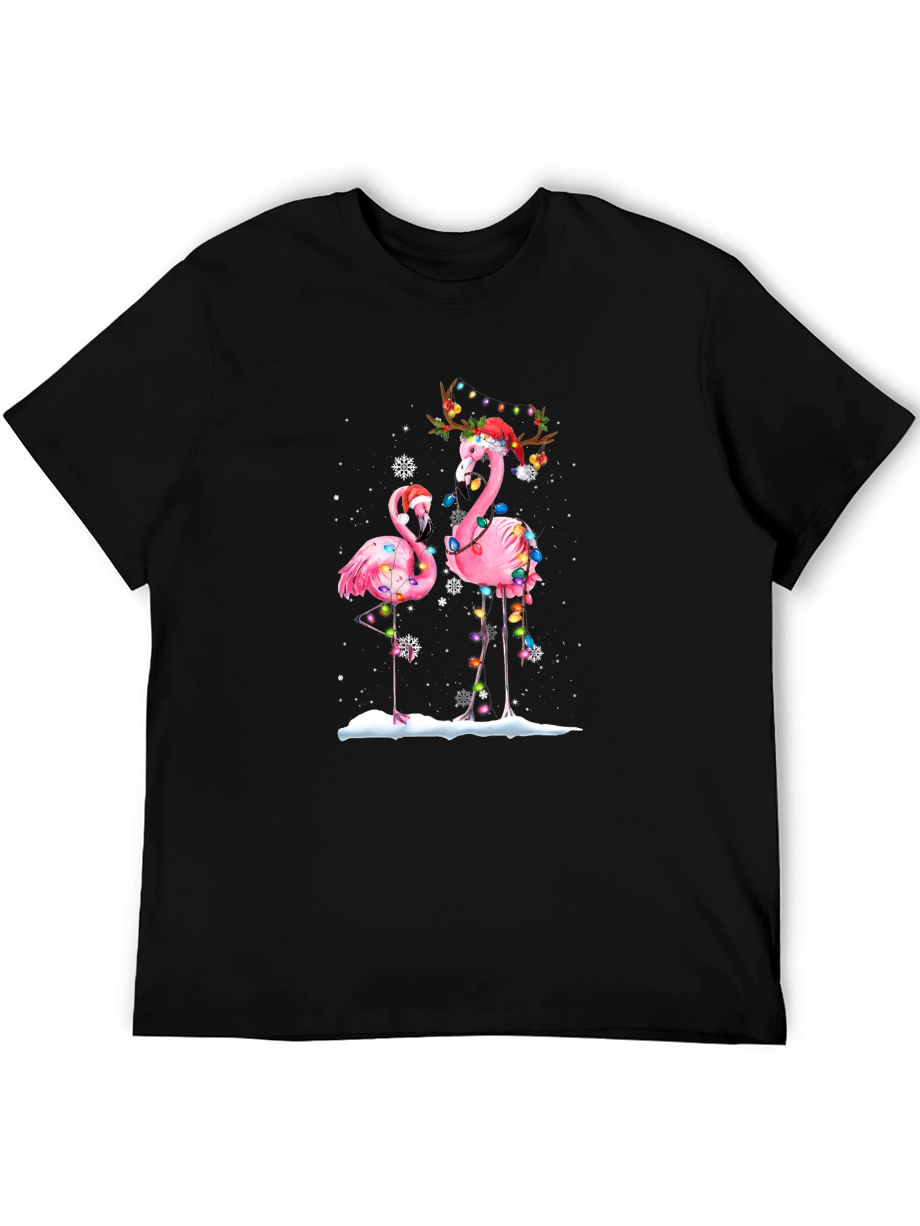 Festive Flamingo Christmas Graphic Tee