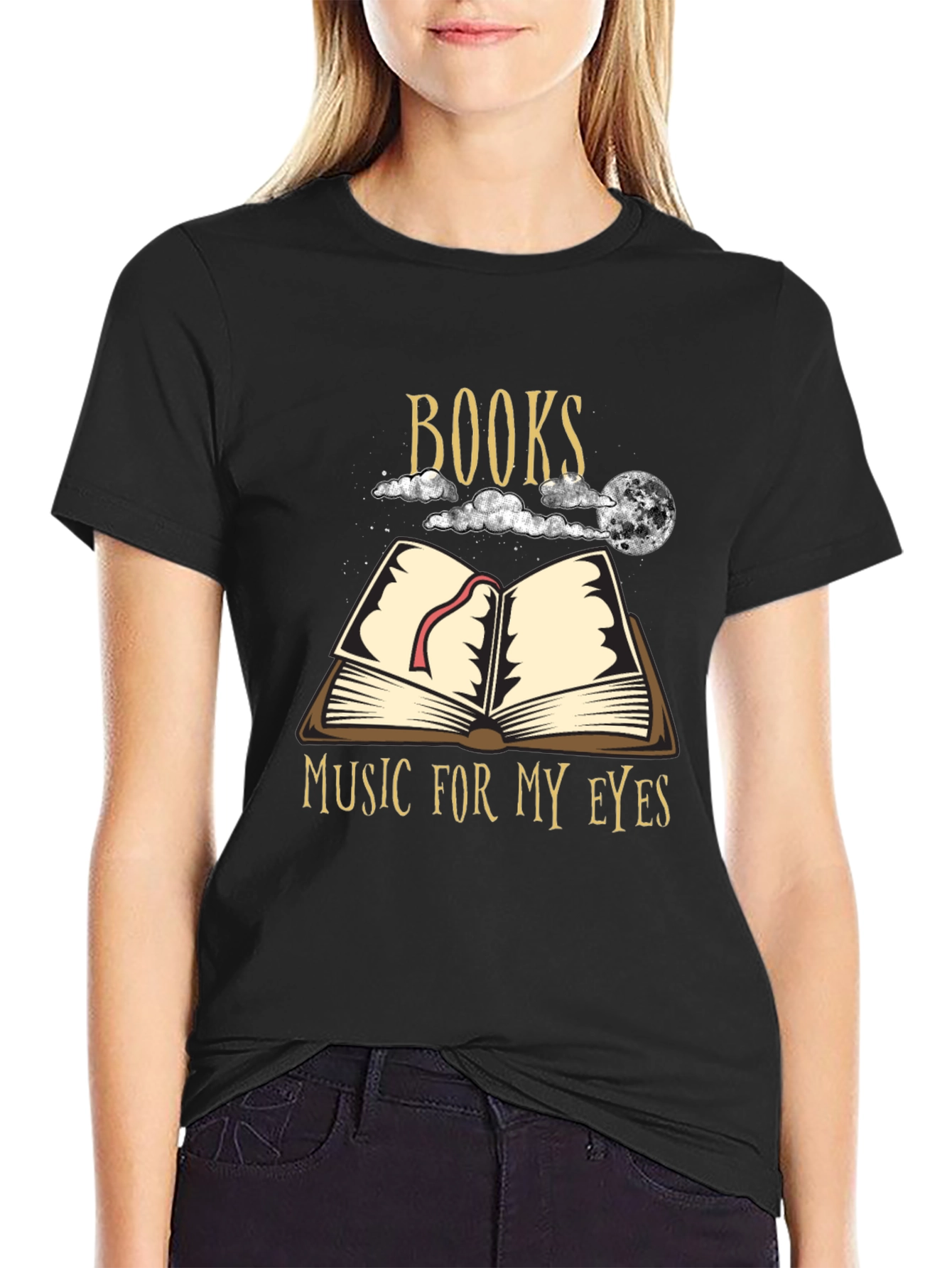 Books Music for My Eyes Black Graphic T-Shirt