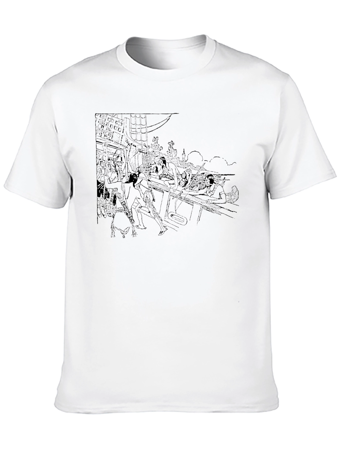 Line Art Print Black Tee