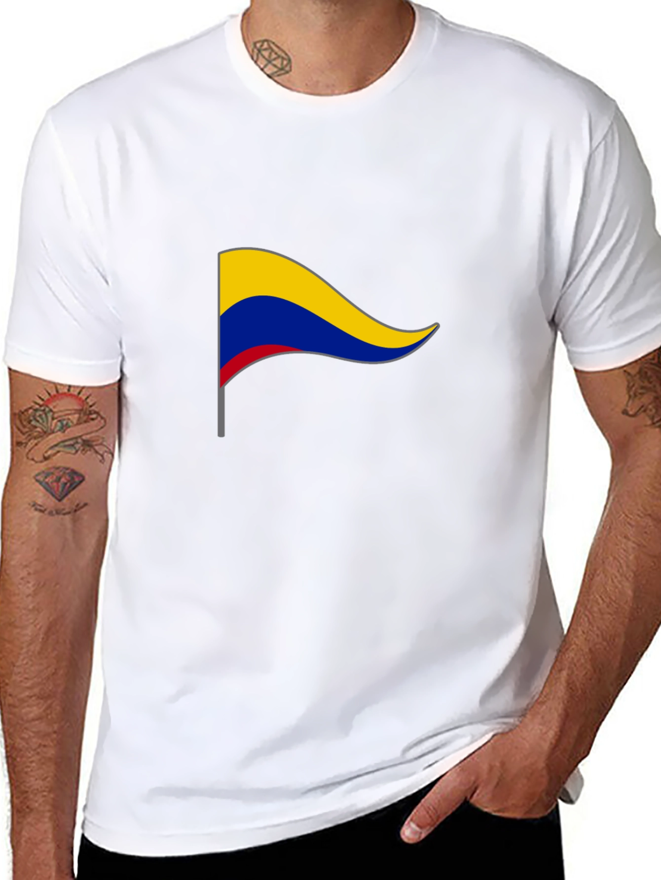 Colombia Flag T-Shirt - Black Cotton Tee