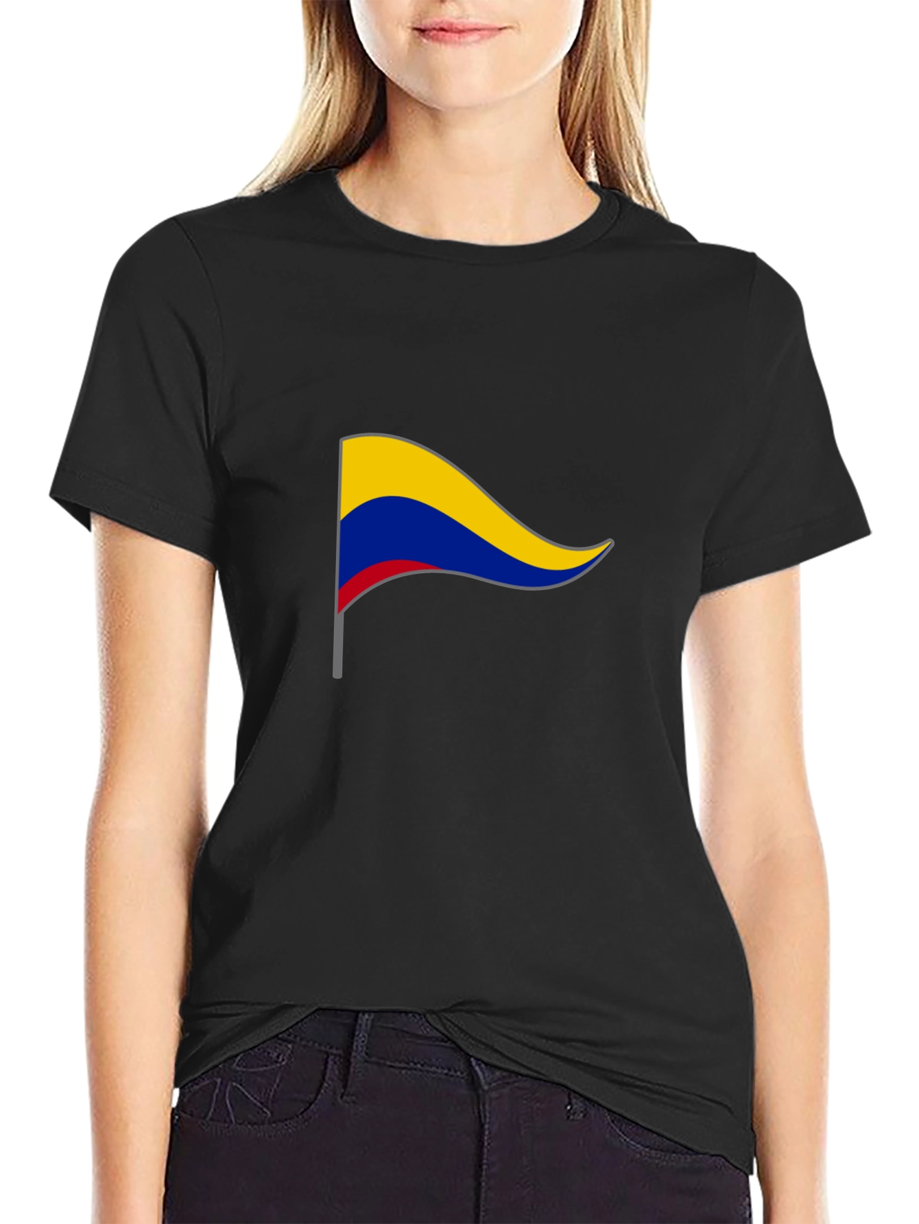 Colombia Flag T-Shirt - Black Cotton Tee