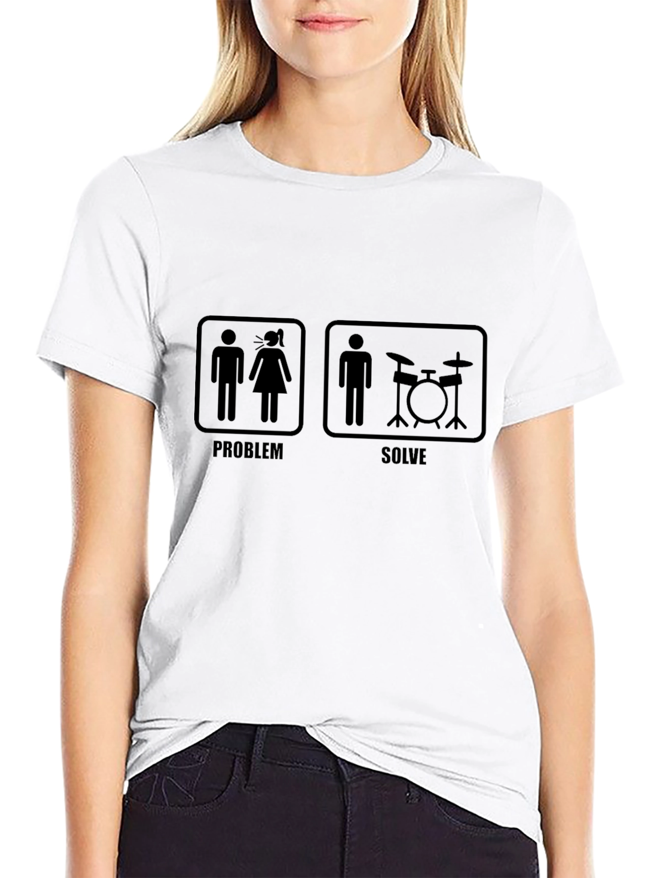 Drummer Humor Graphic T-Shirt - Problem/Solve