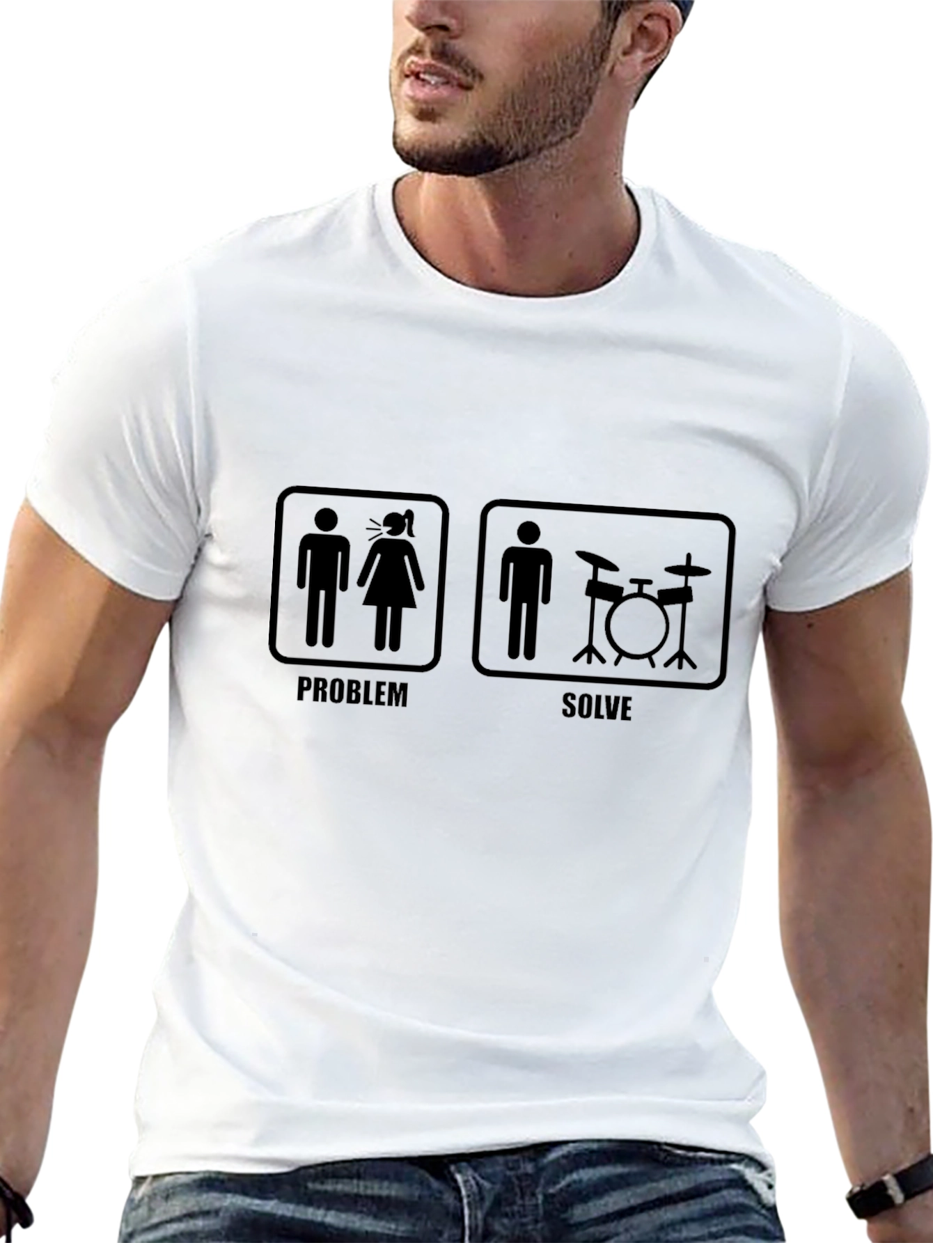 Drummer Humor Graphic T-Shirt - Problem/Solve