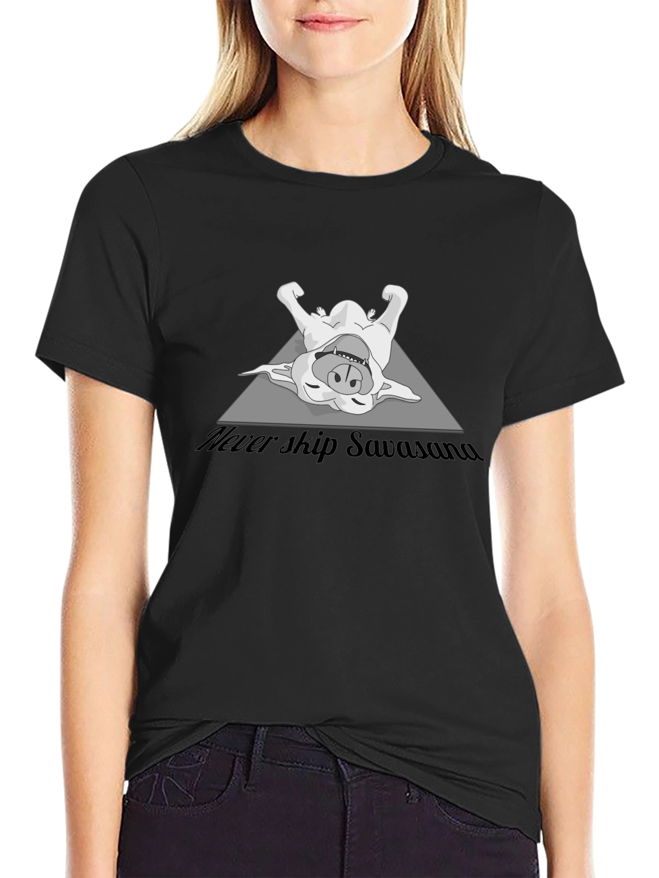 Never Skip Savasana T-Shirt - Yoga Dog