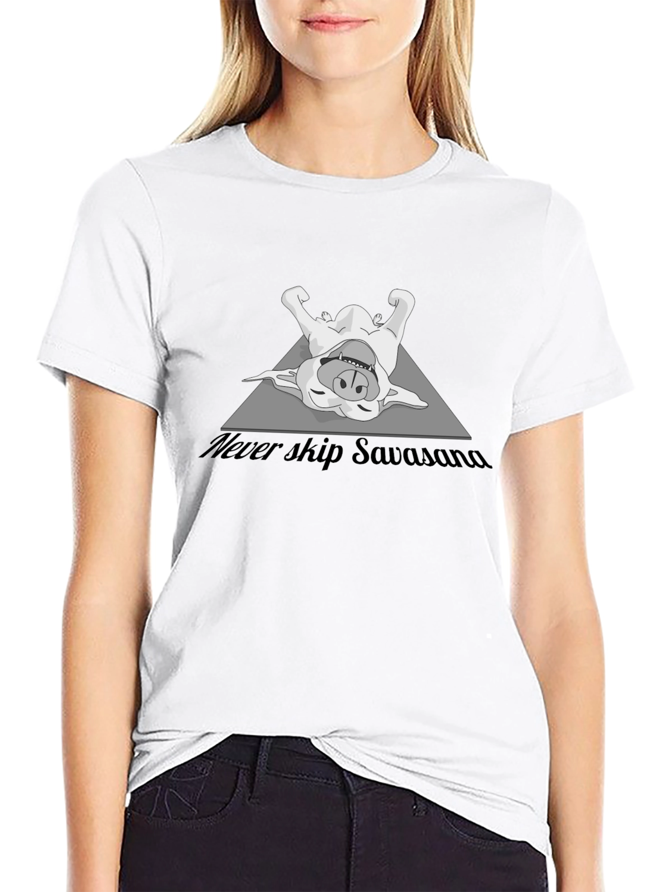 Never Skip Savasana T-Shirt - Yoga Dog