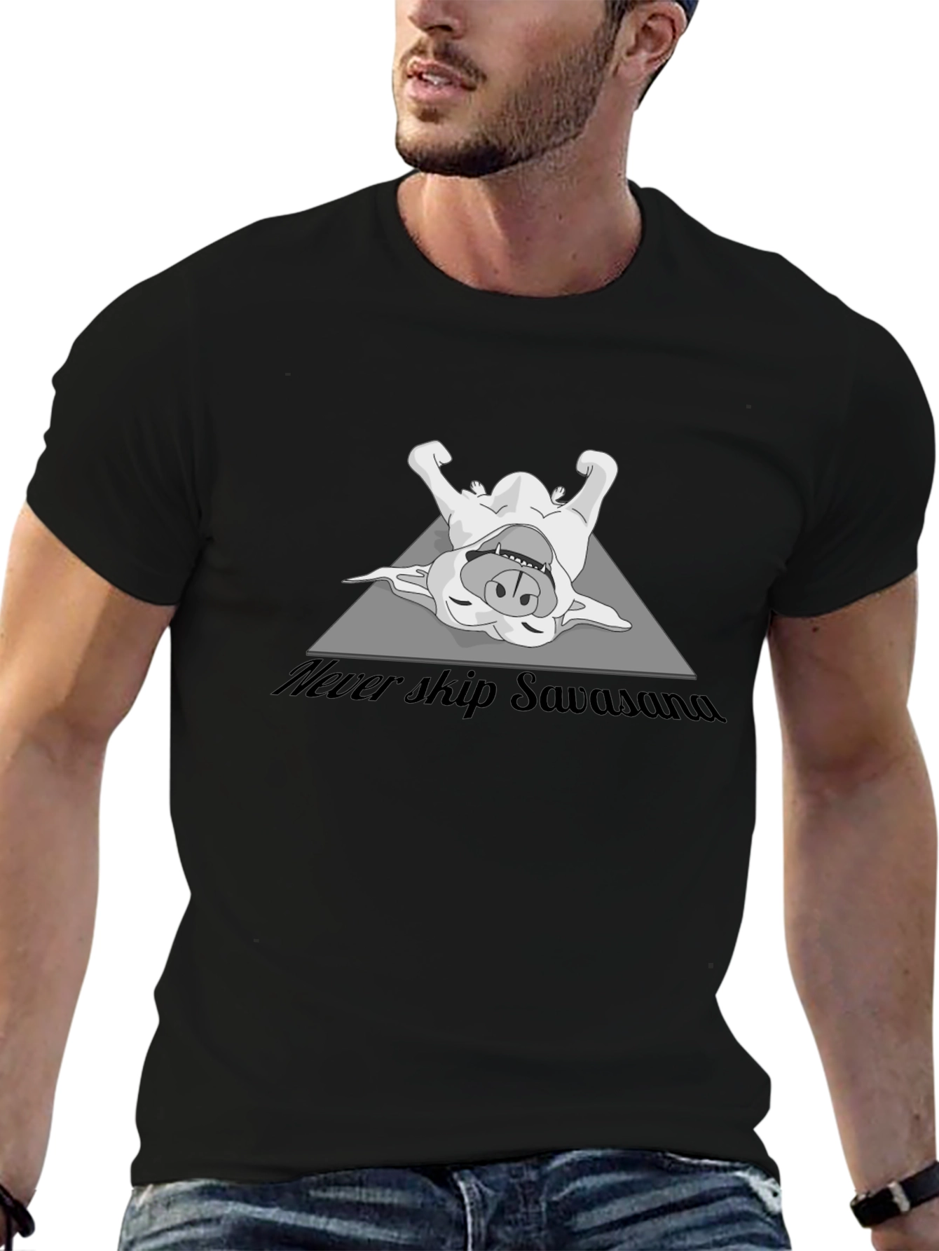 Never Skip Savasana T-Shirt - Yoga Dog