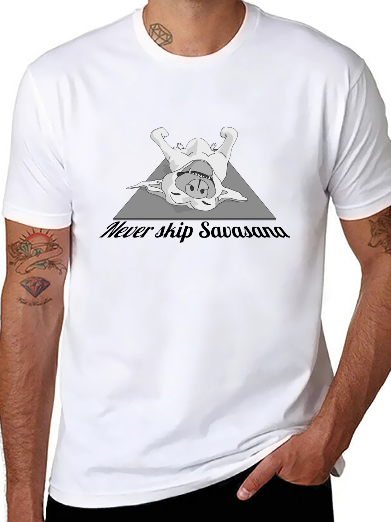 Never Skip Savasana T-Shirt - Yoga Dog