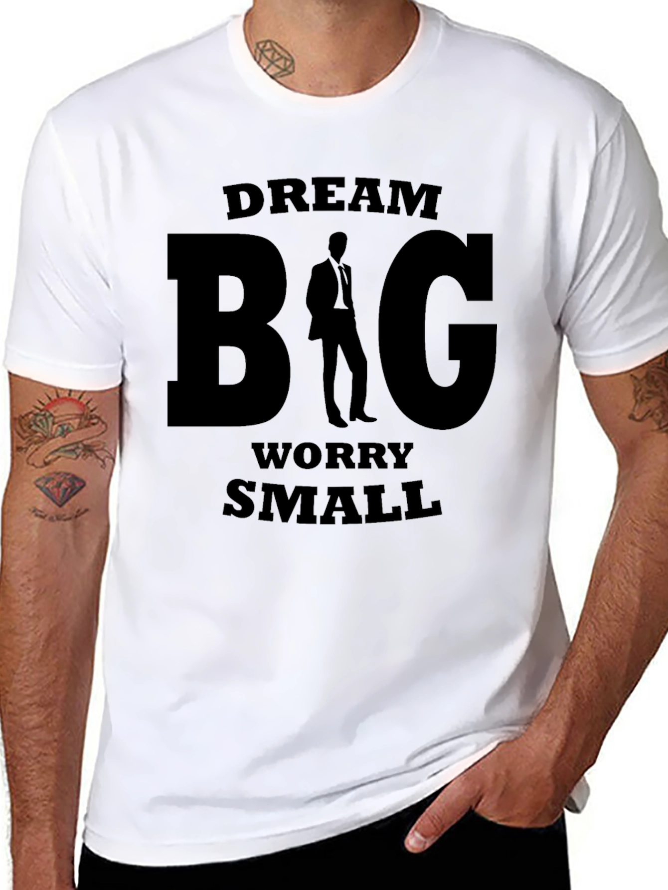 Dream Big Worry Small Black Graphic T-Shirt