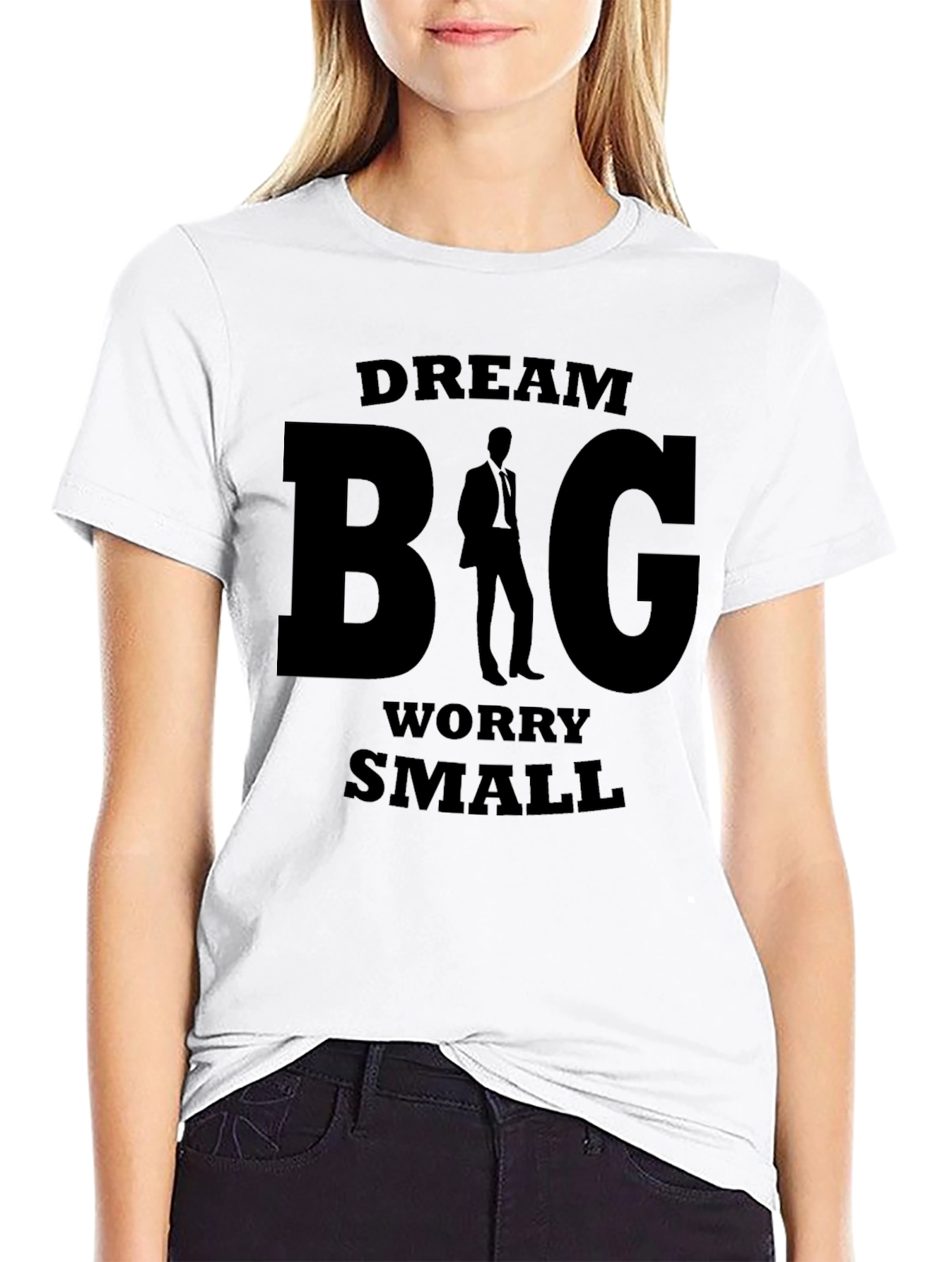 Dream Big Worry Small Black Graphic T-Shirt