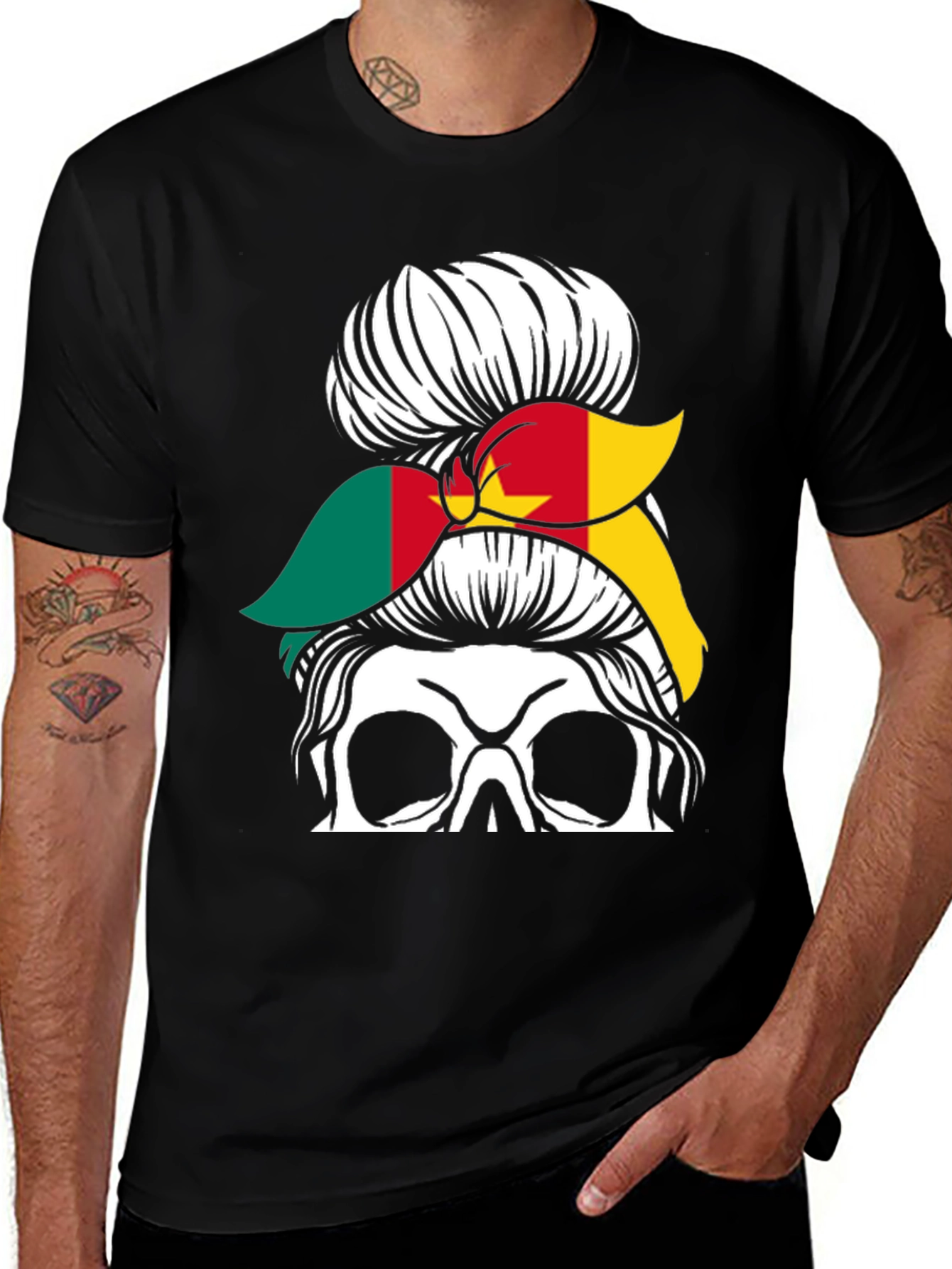 Cameroon Messy Bun Skull T-Shirt
