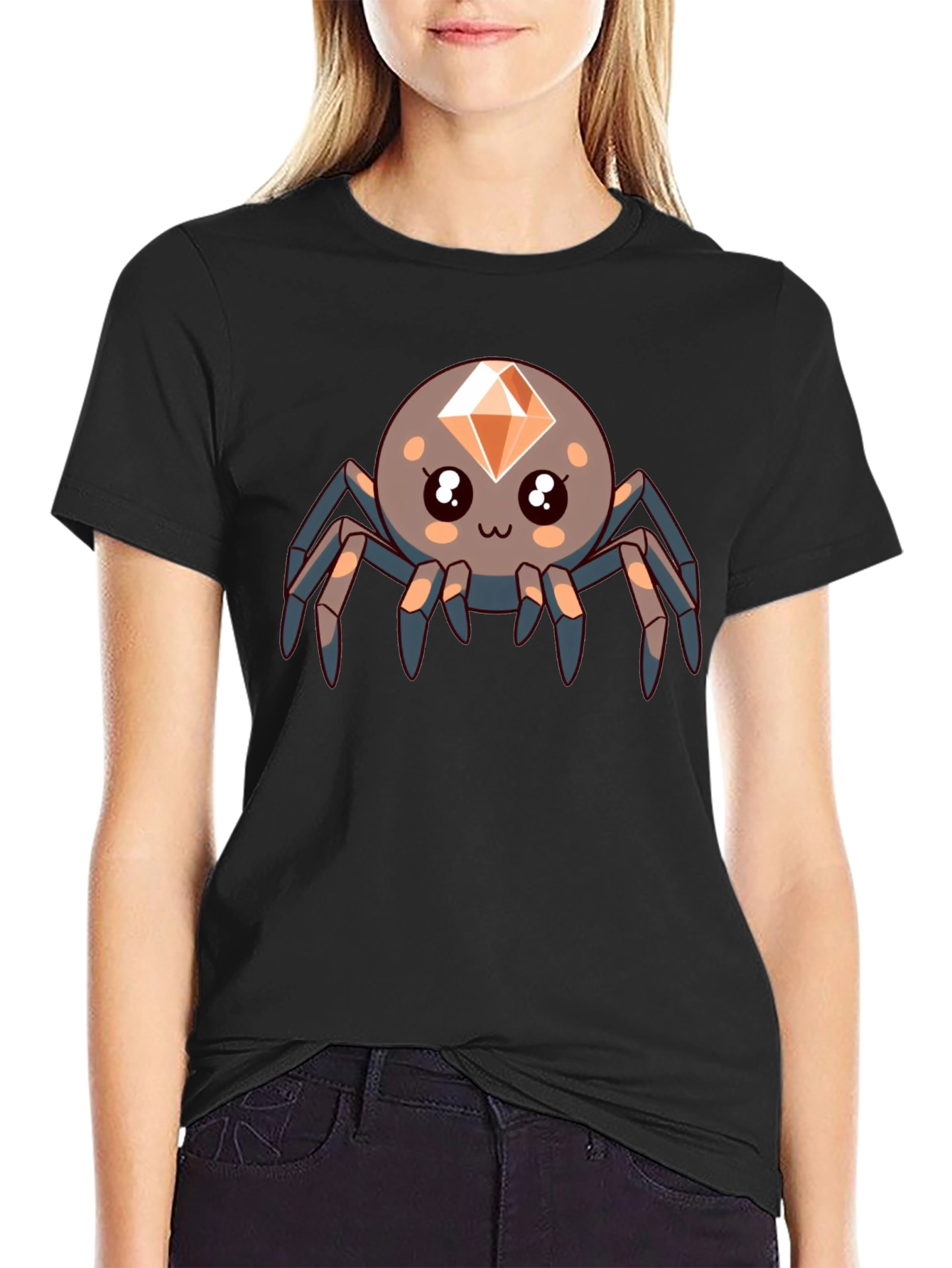 Cute Diamond Spider Black T-Shirt