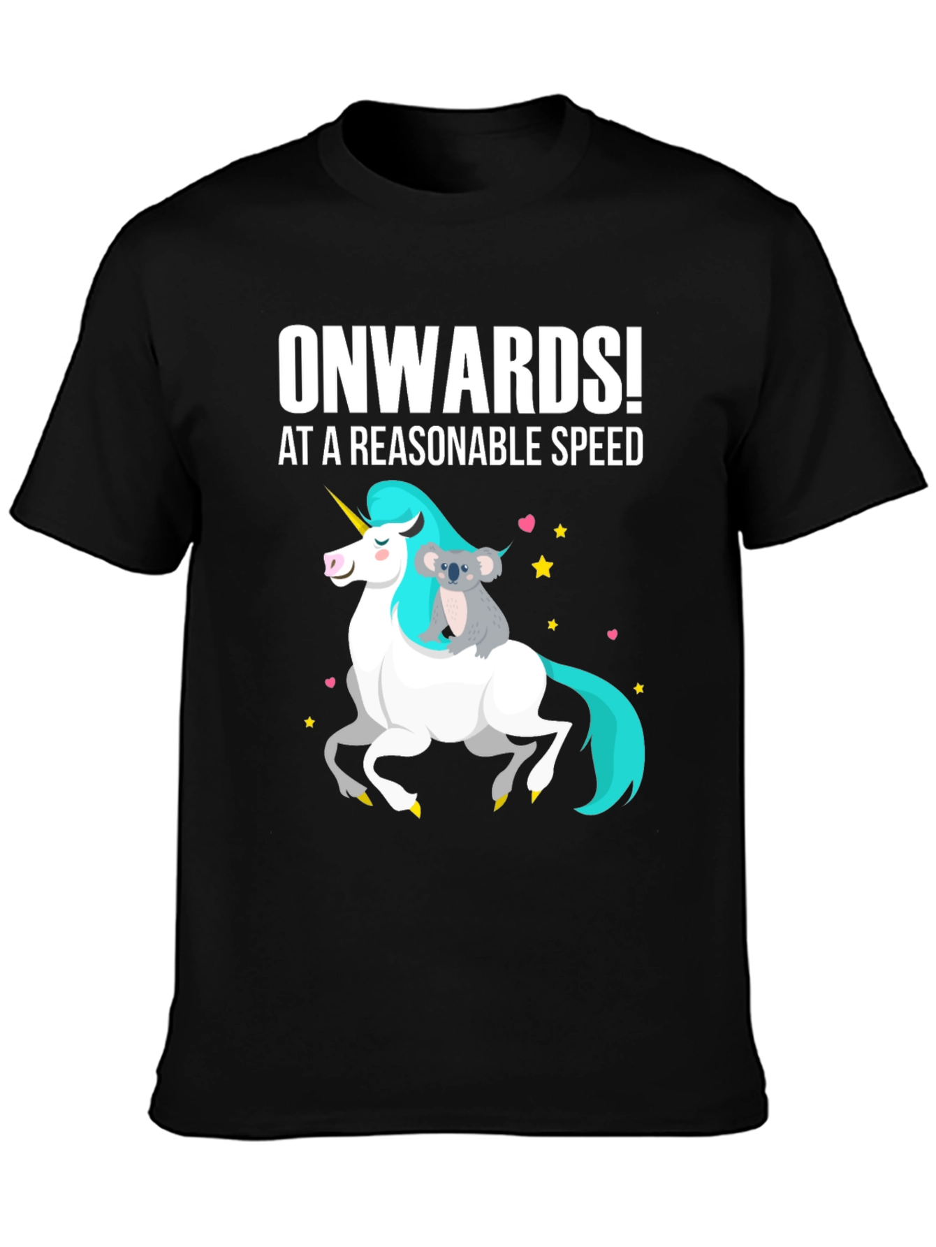 Onwards! Koala Riding Unicorn Graphic Tee
