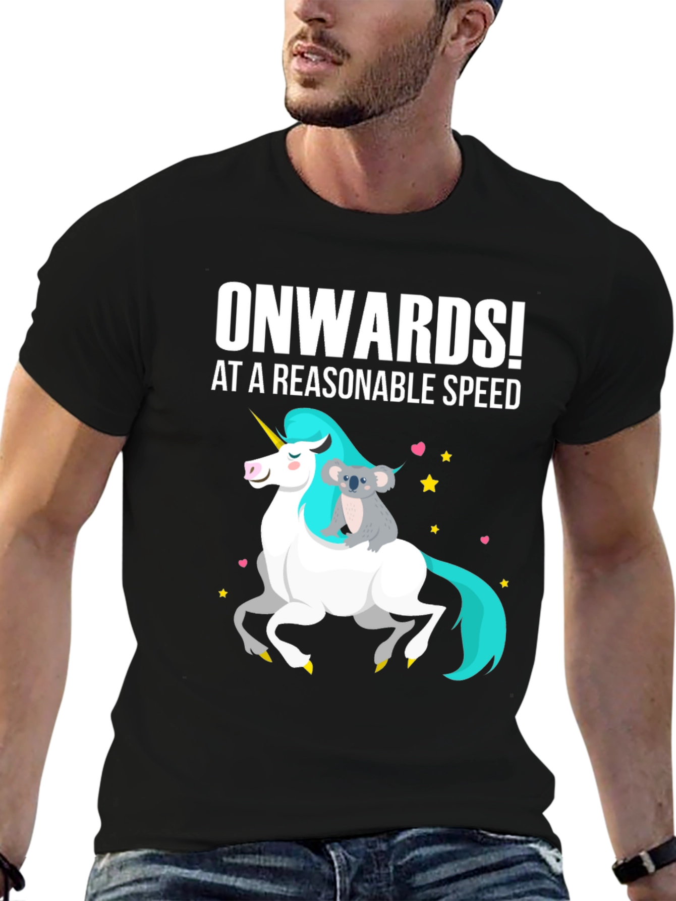 Onwards! Koala Riding Unicorn Graphic Tee