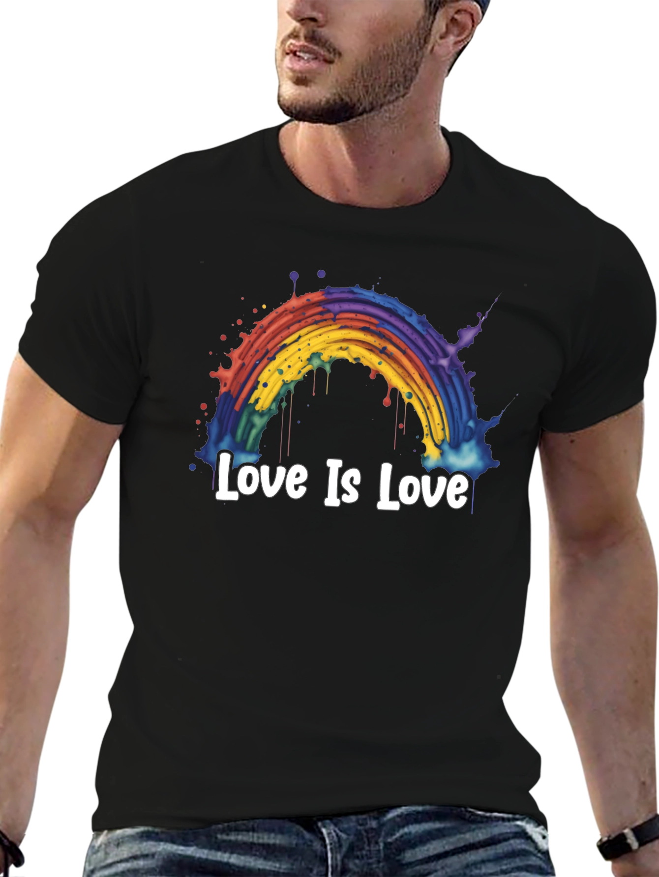 Love Is Love Rainbow Graphic Tee - Black