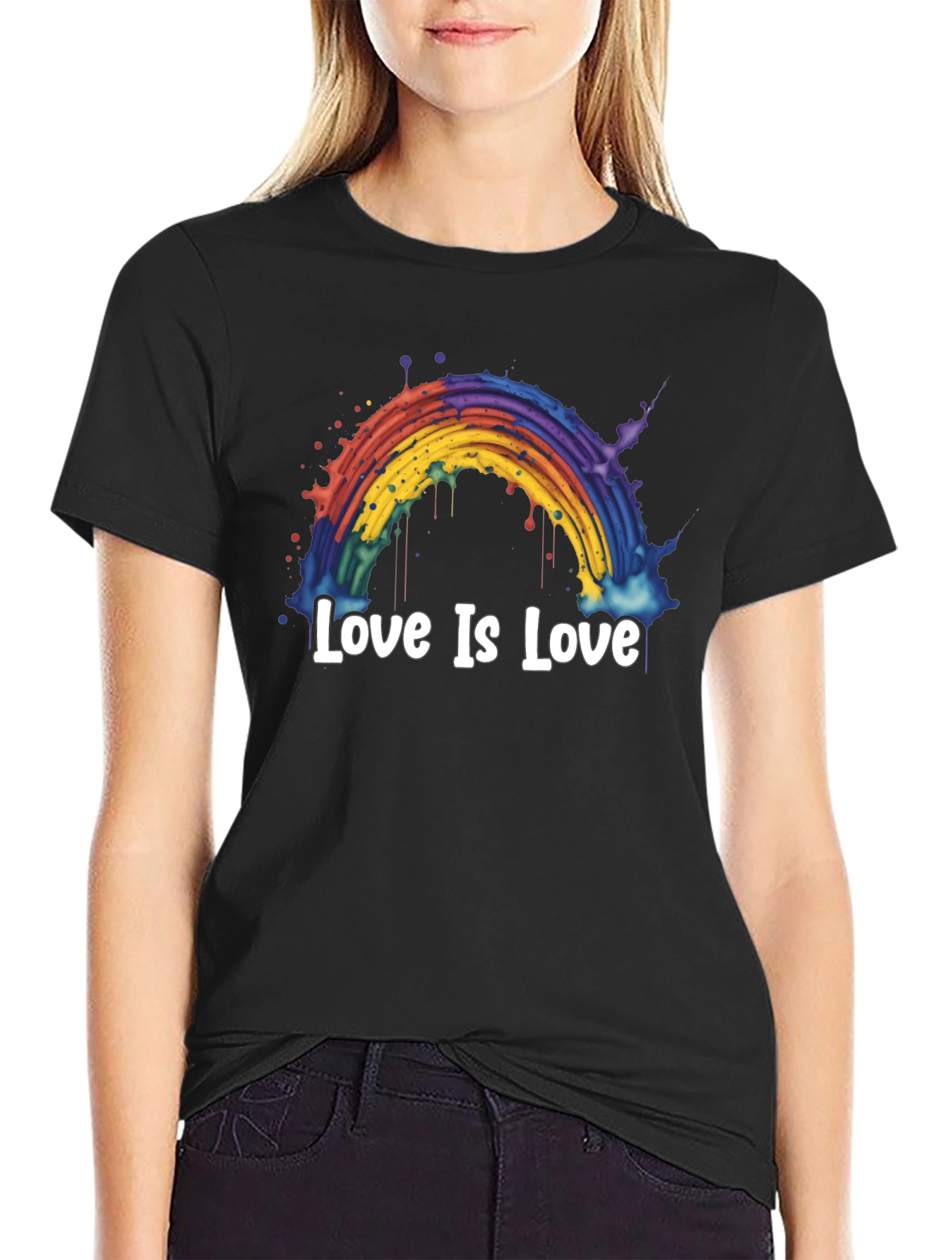 Love Is Love Rainbow Graphic Tee - Black