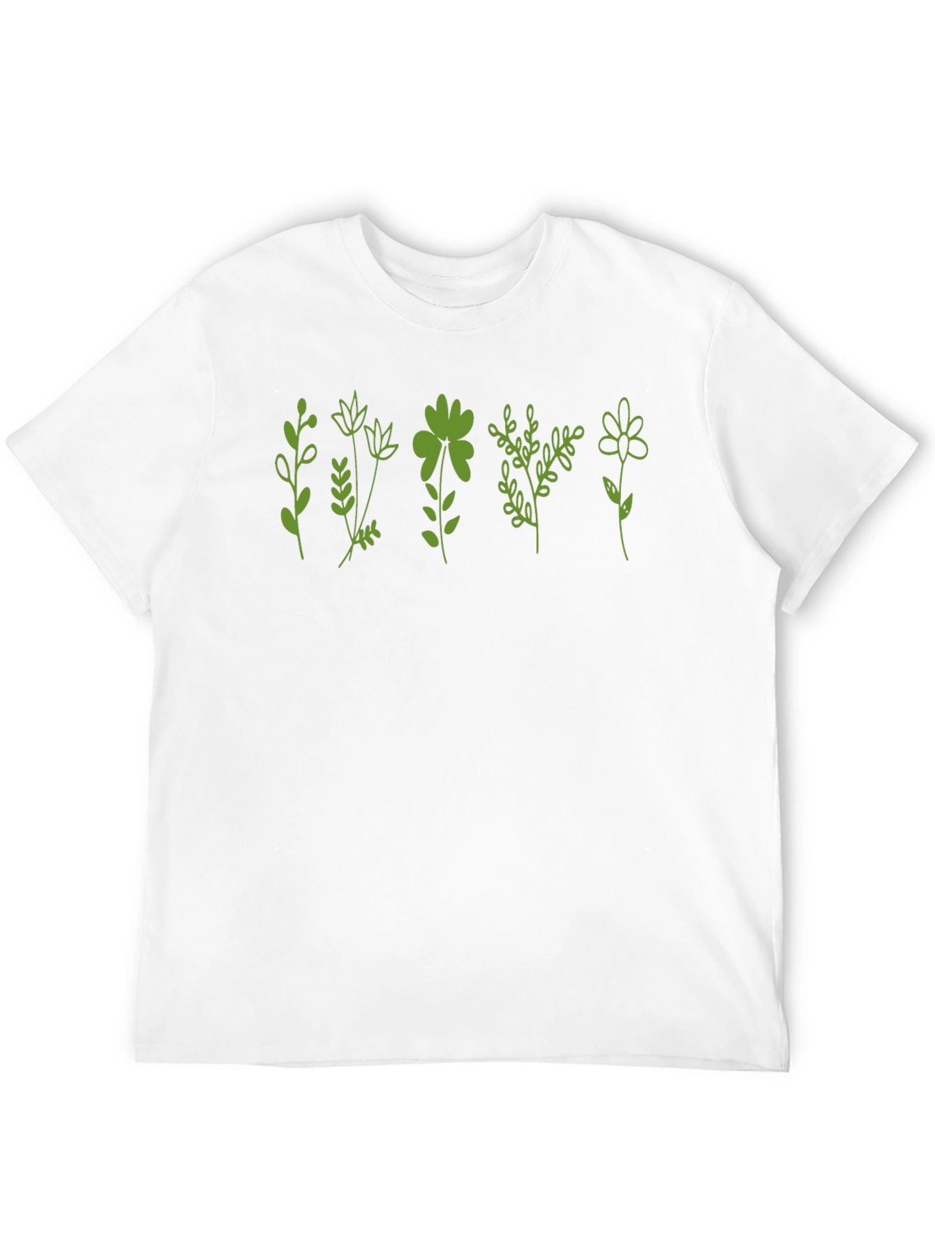 Green Floral Print Black T-Shirt