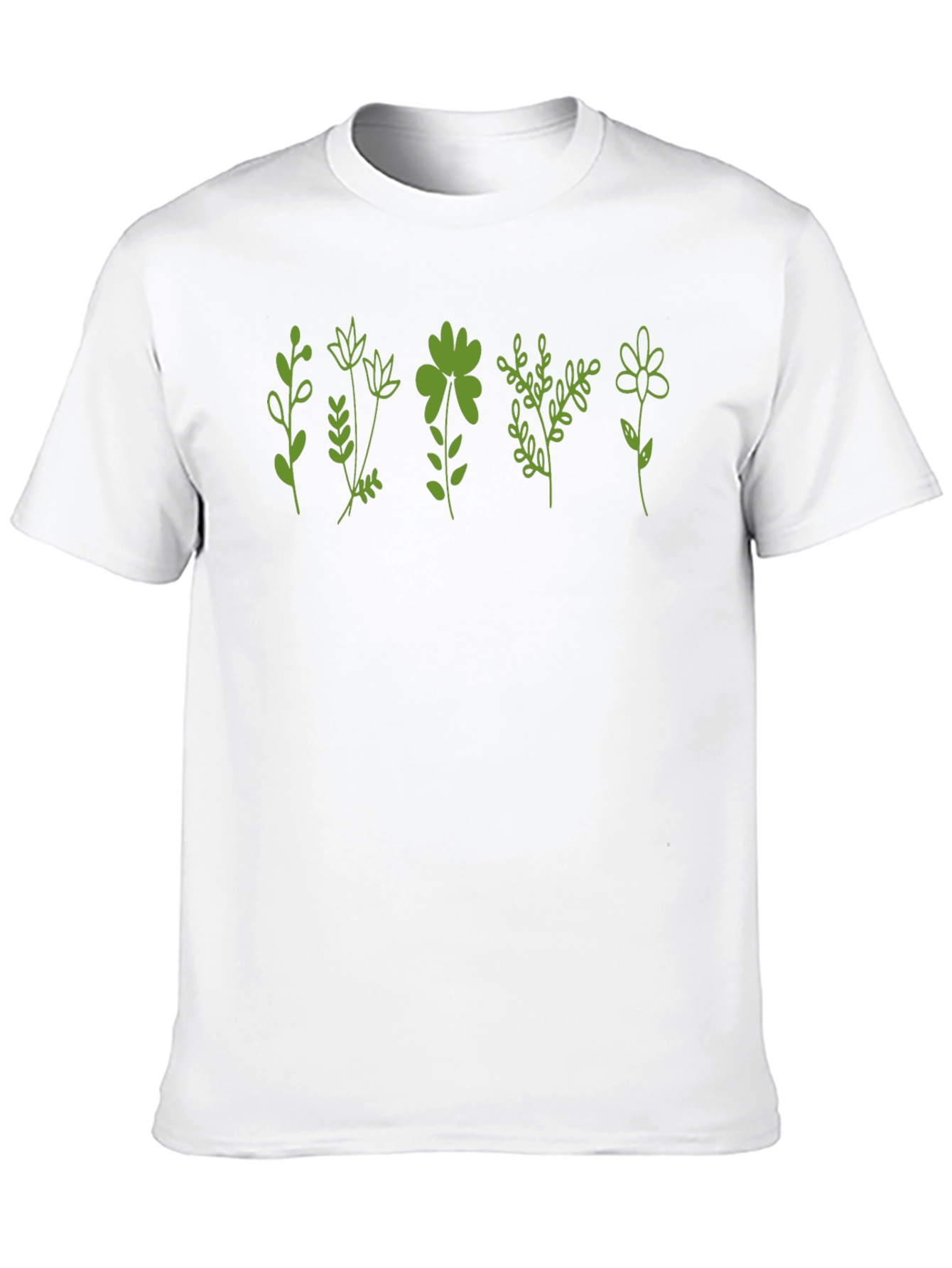 Green Floral Print Black T-Shirt
