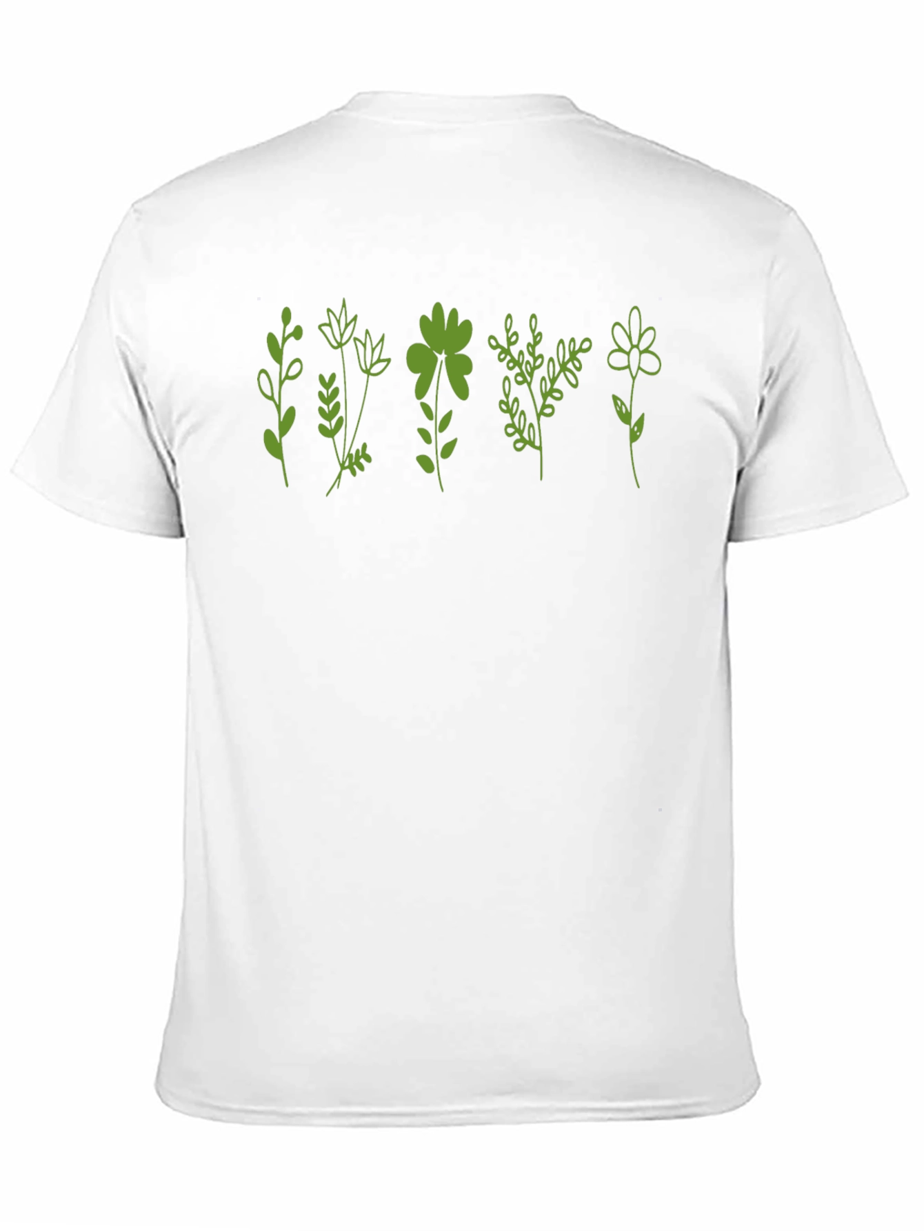 Green Floral Print Black T-Shirt