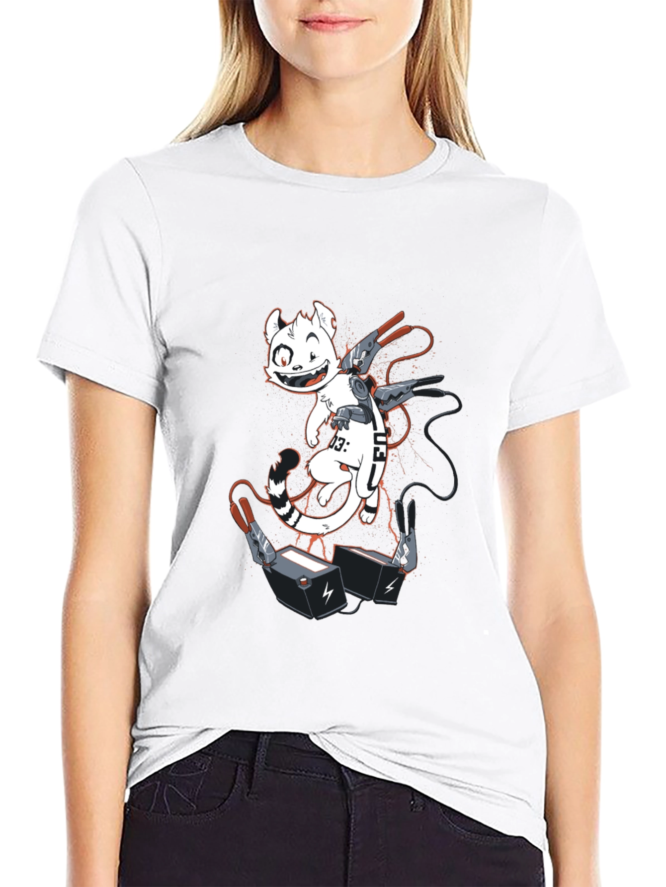 Cyber Cat T-Shirt - Black Graphic Tee
