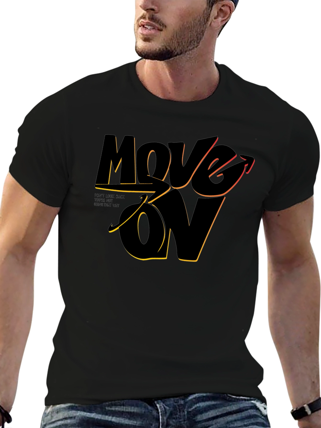 Move On Graphic Print Black T-Shirt