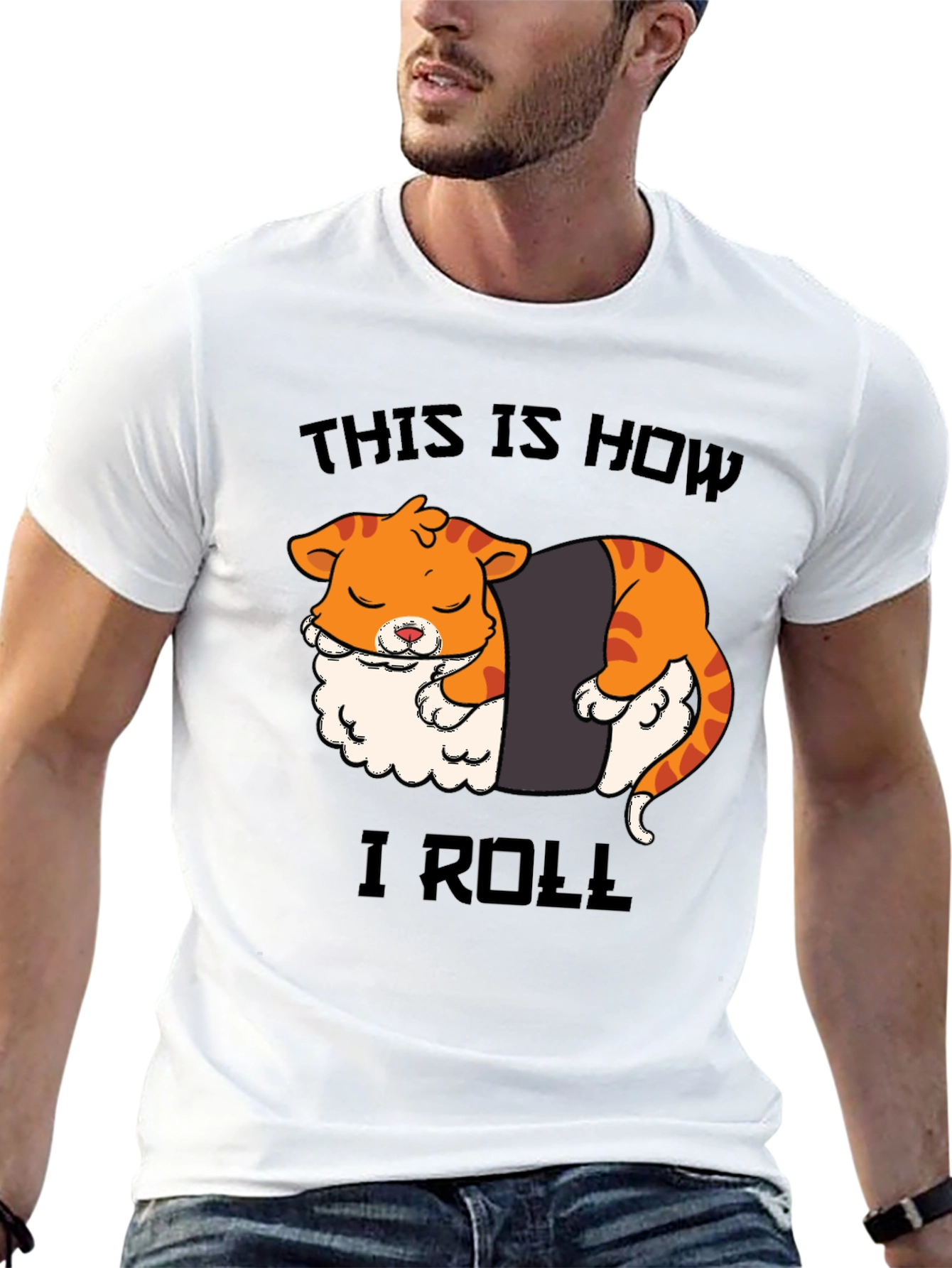 Sushi Cat Roll T-Shirt - Funny Graphic Tee