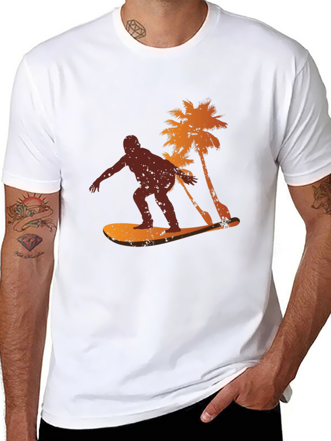 Surfer Silhouette Graphic Tee - Black T-Shirt