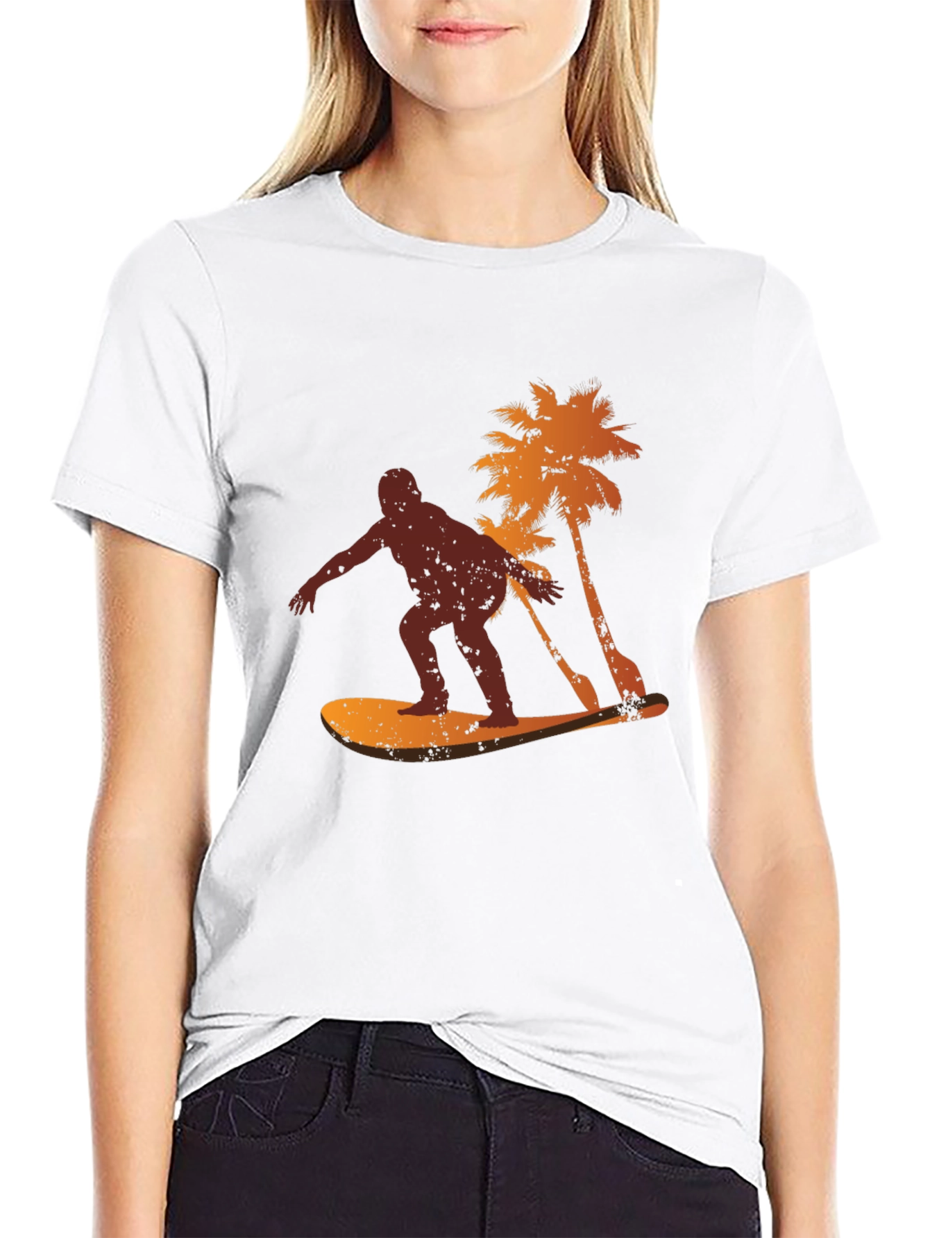 Surfer Silhouette Graphic Tee - Black T-Shirt