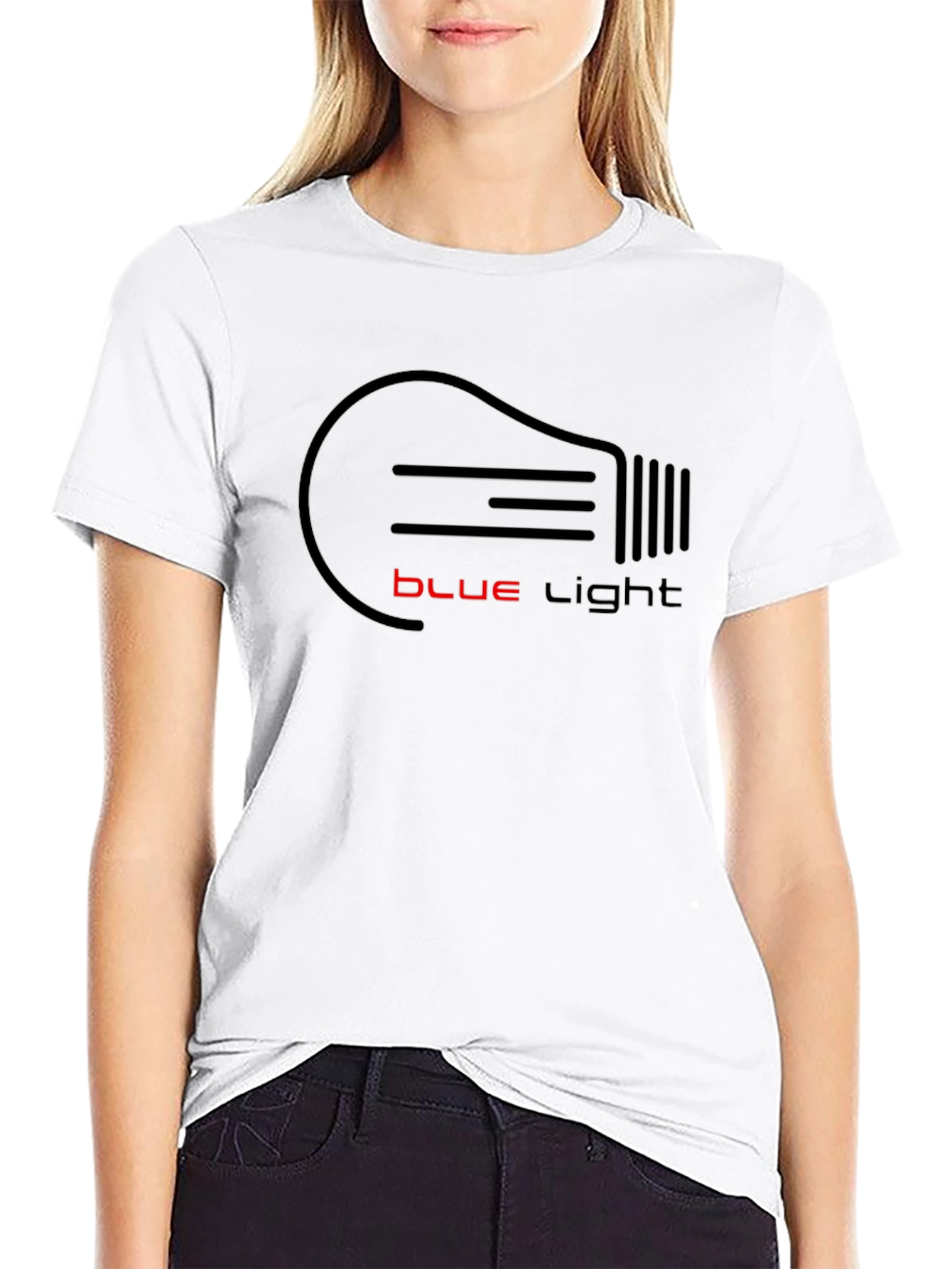 Blue Light Graphic Tee - Black Cotton T-Shirt