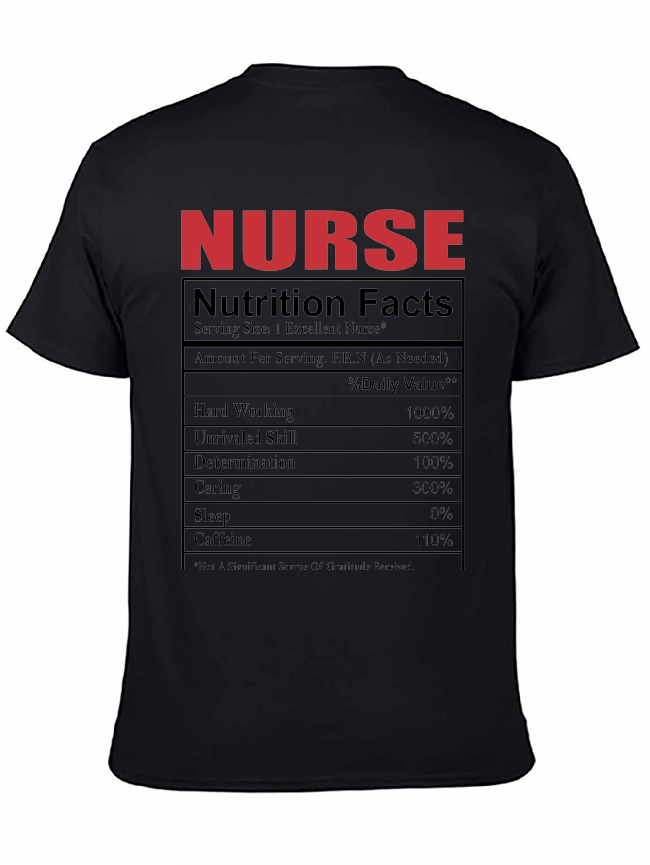 Nurse Nutrition Facts Black T-Shirt