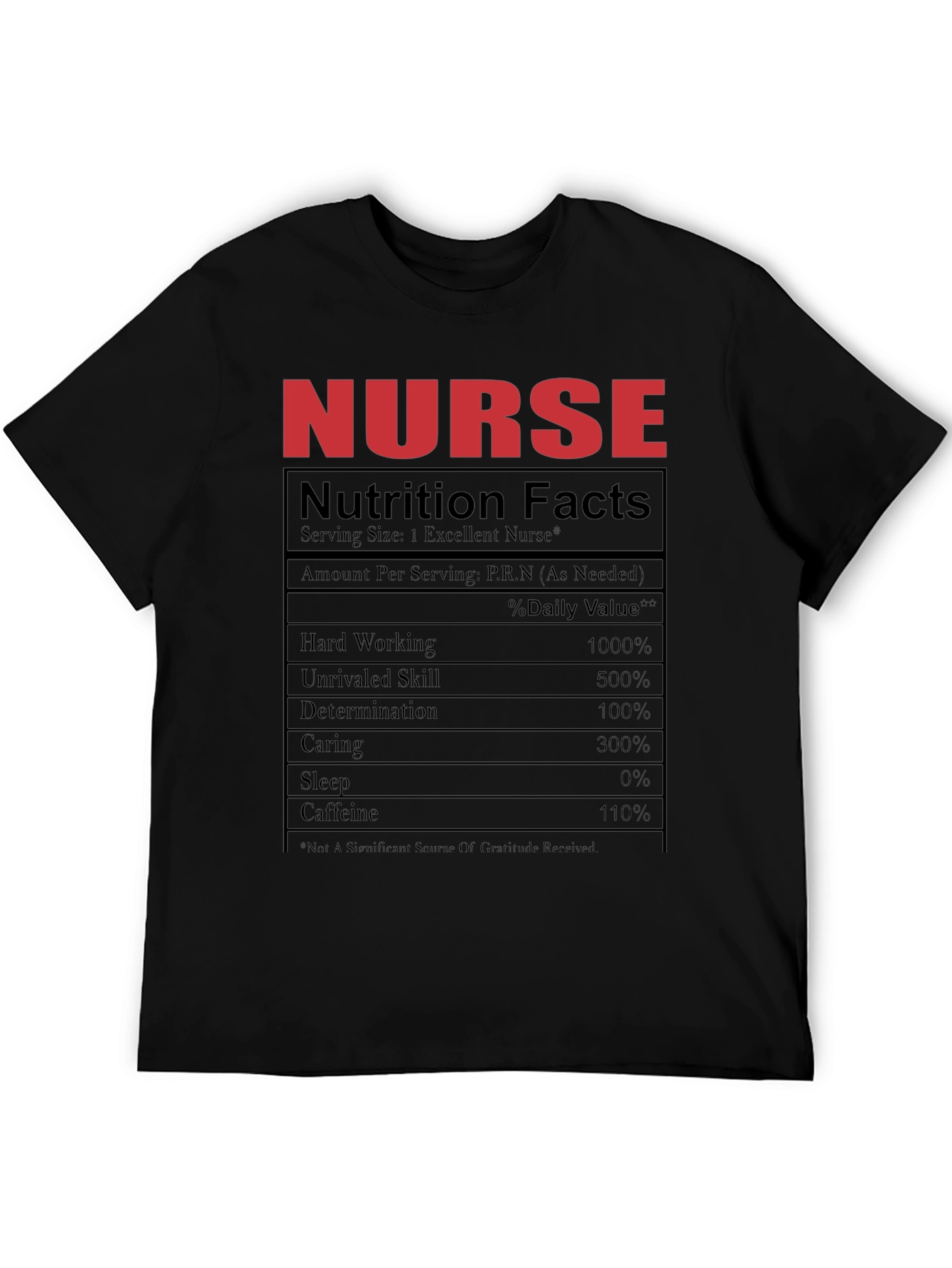 Nurse Nutrition Facts Black T-Shirt