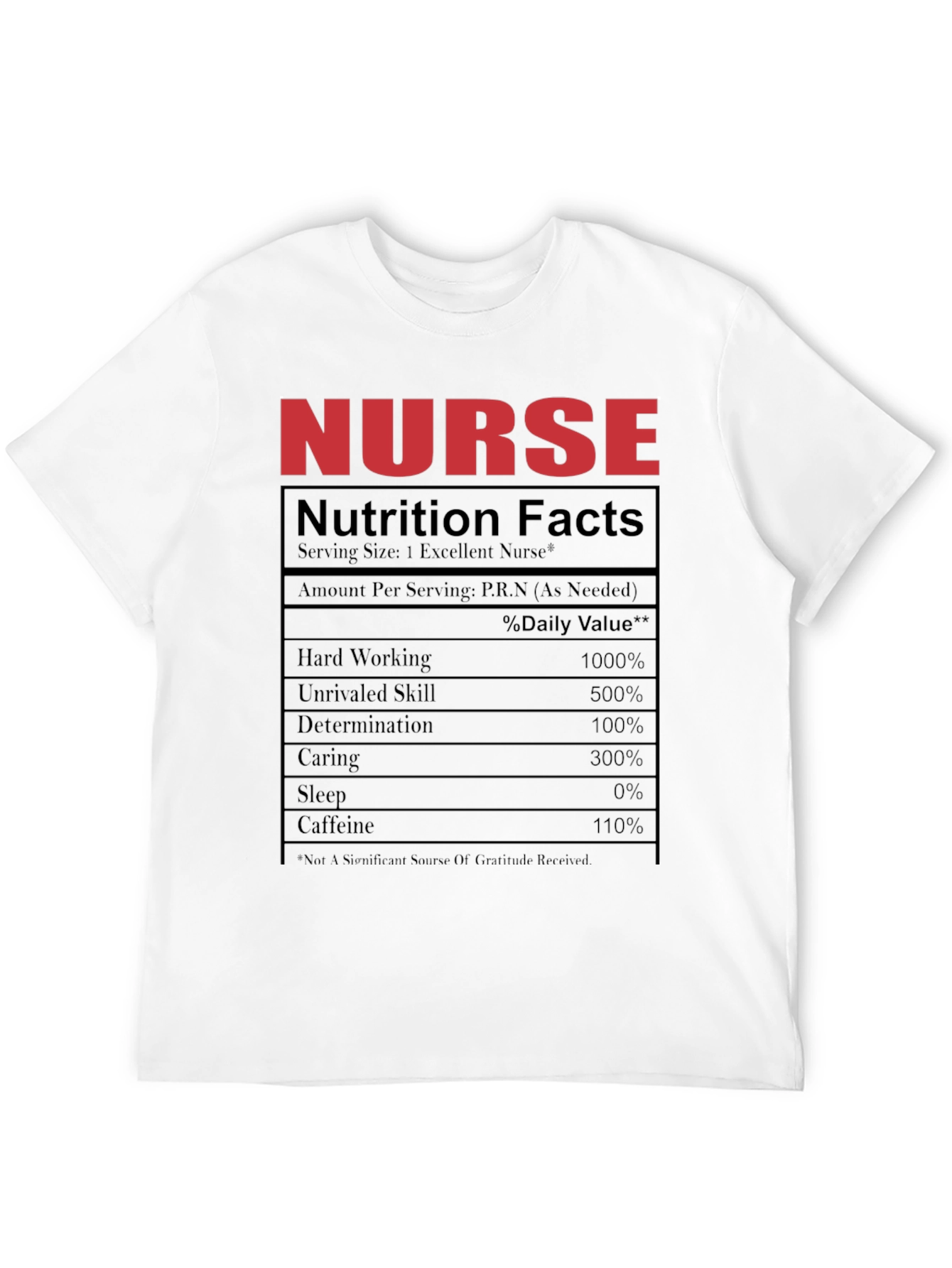 Nurse Nutrition Facts Black T-Shirt