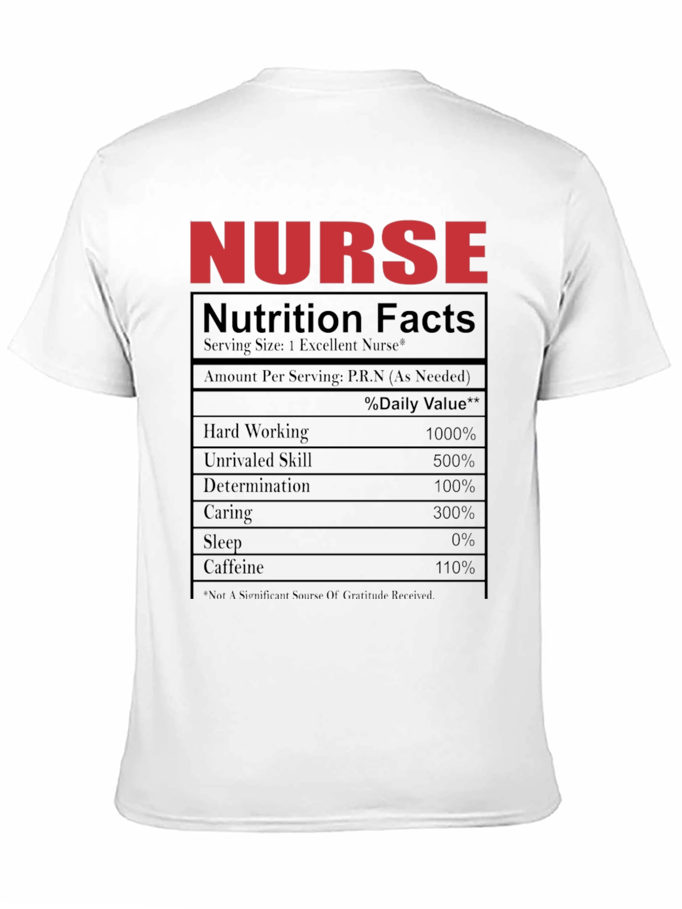 Nurse Nutrition Facts Black T-Shirt