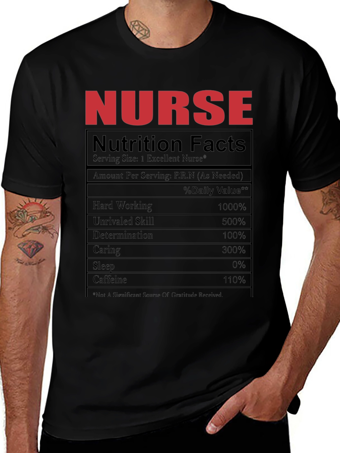 Nurse Nutrition Facts Black T-Shirt