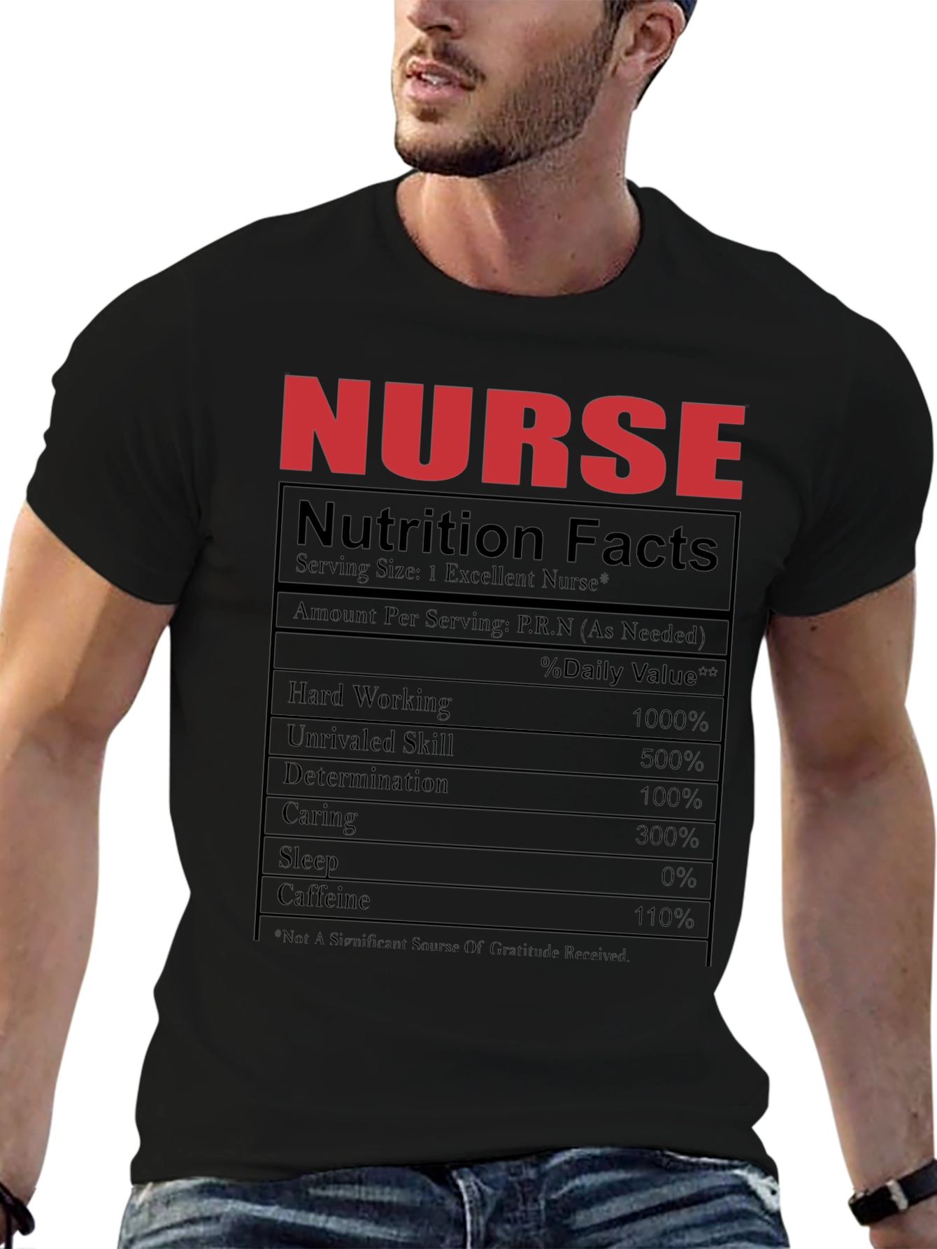 Nurse Nutrition Facts Black T-Shirt