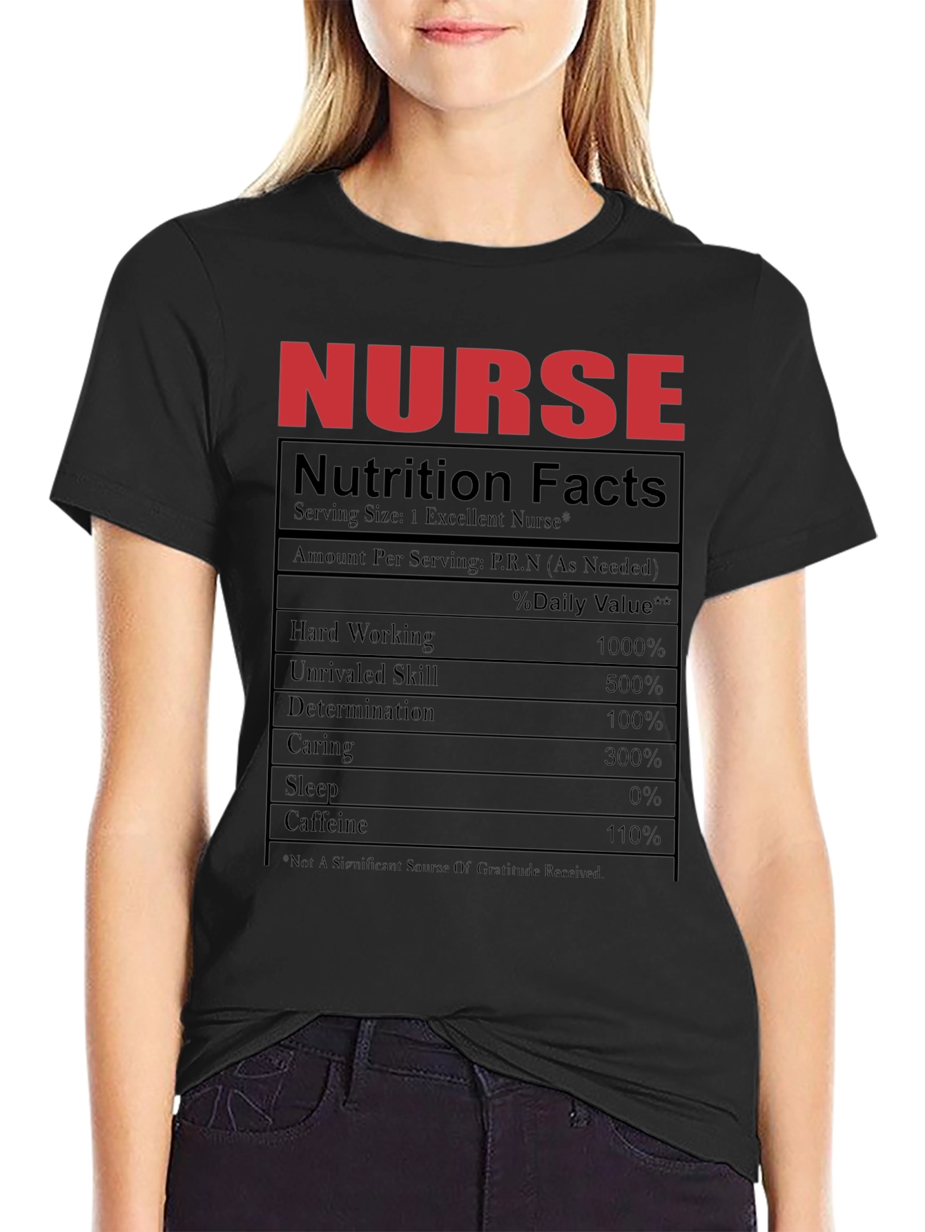 Nurse Nutrition Facts Black T-Shirt