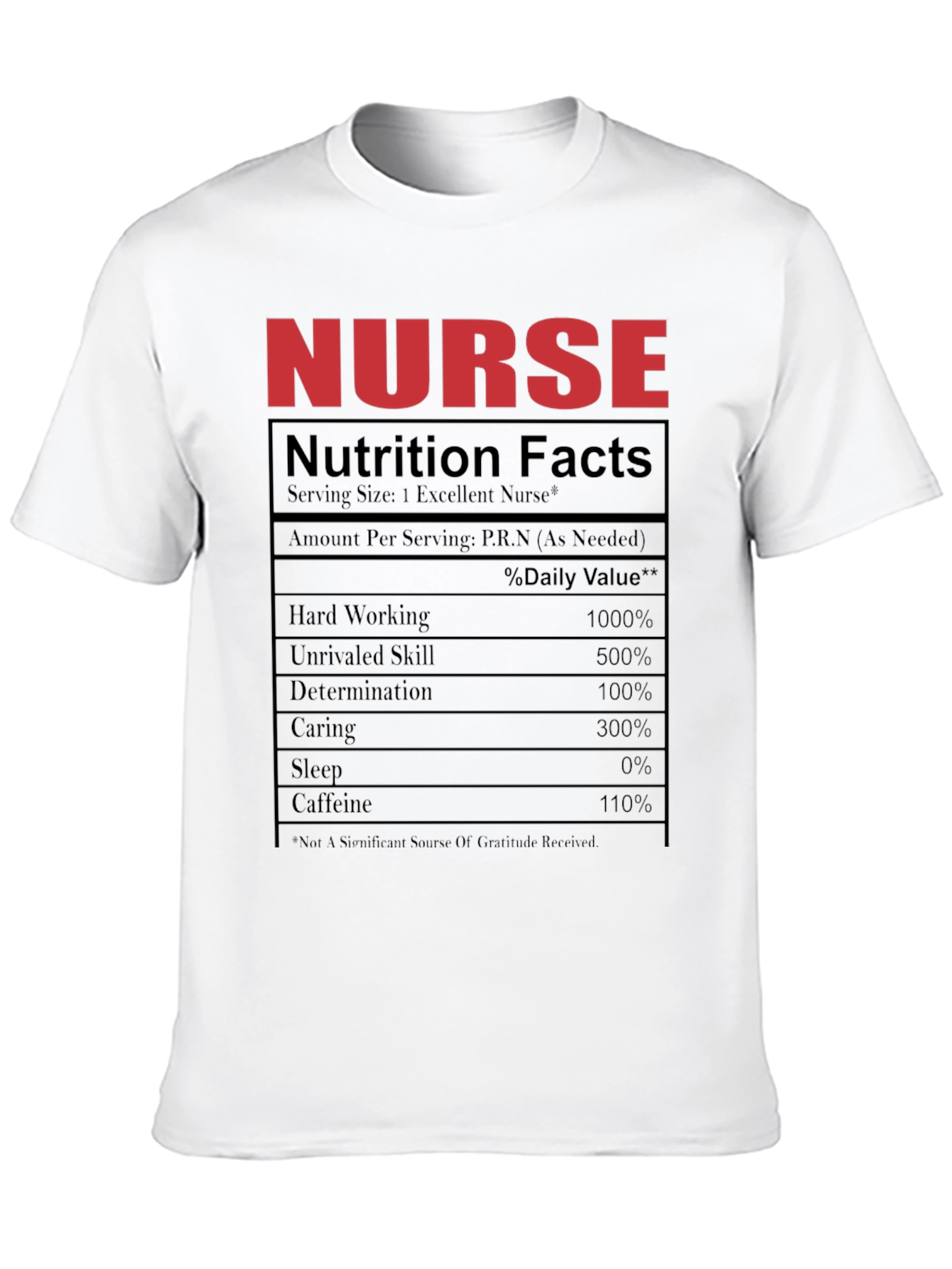 Nurse Nutrition Facts Black T-Shirt