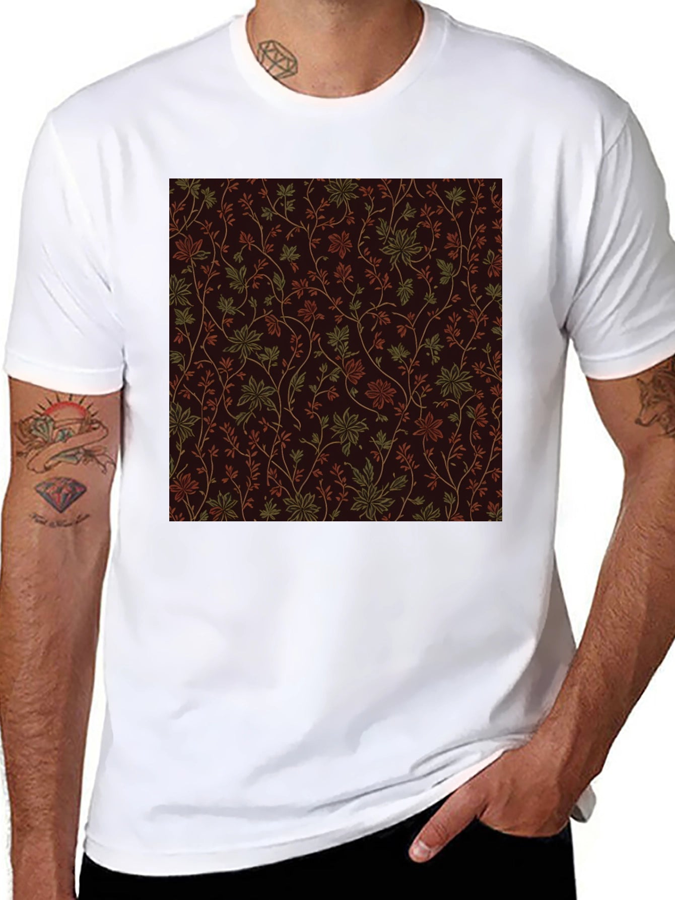 Floral Pattern Black Tee - Stylish Casual Wear