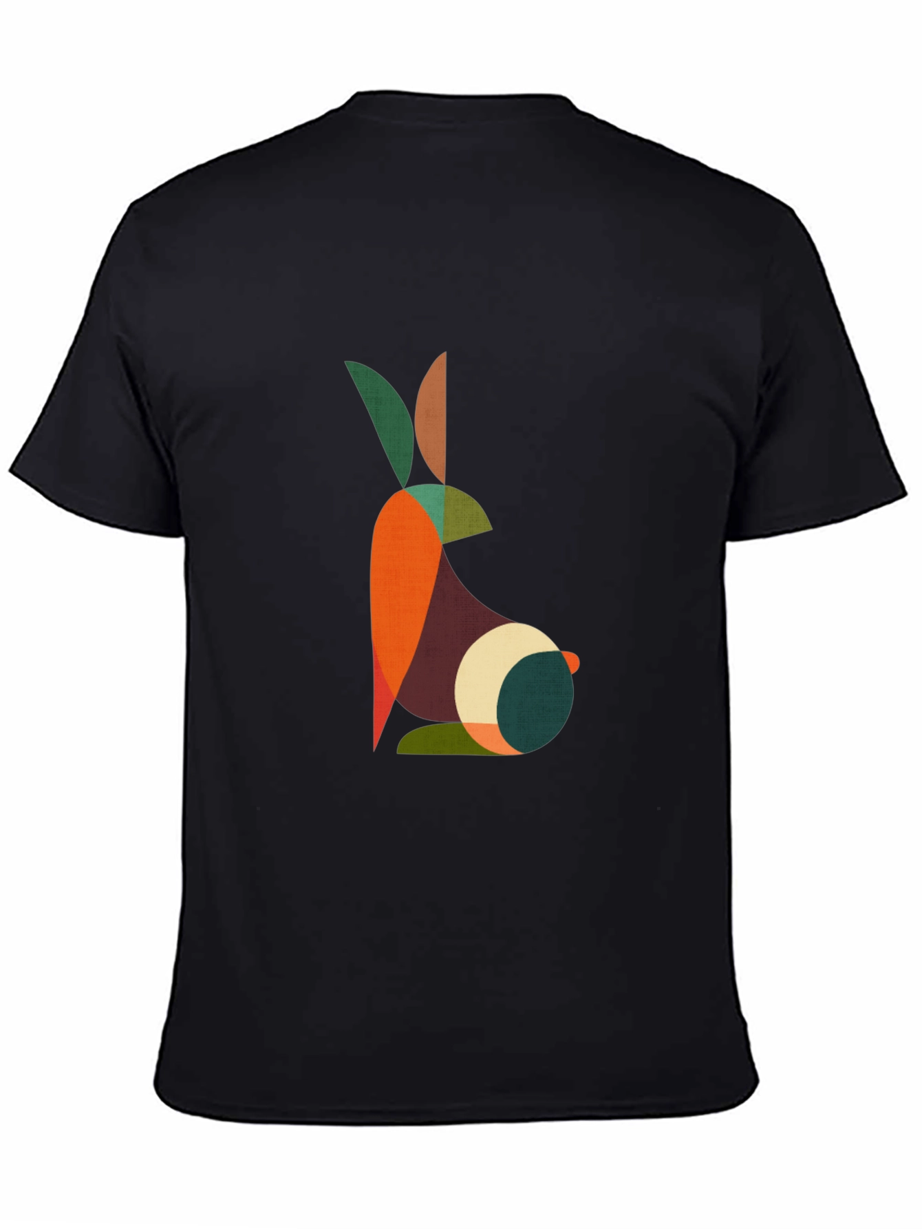 Geometric Rabbit Graphic Black T-Shirt