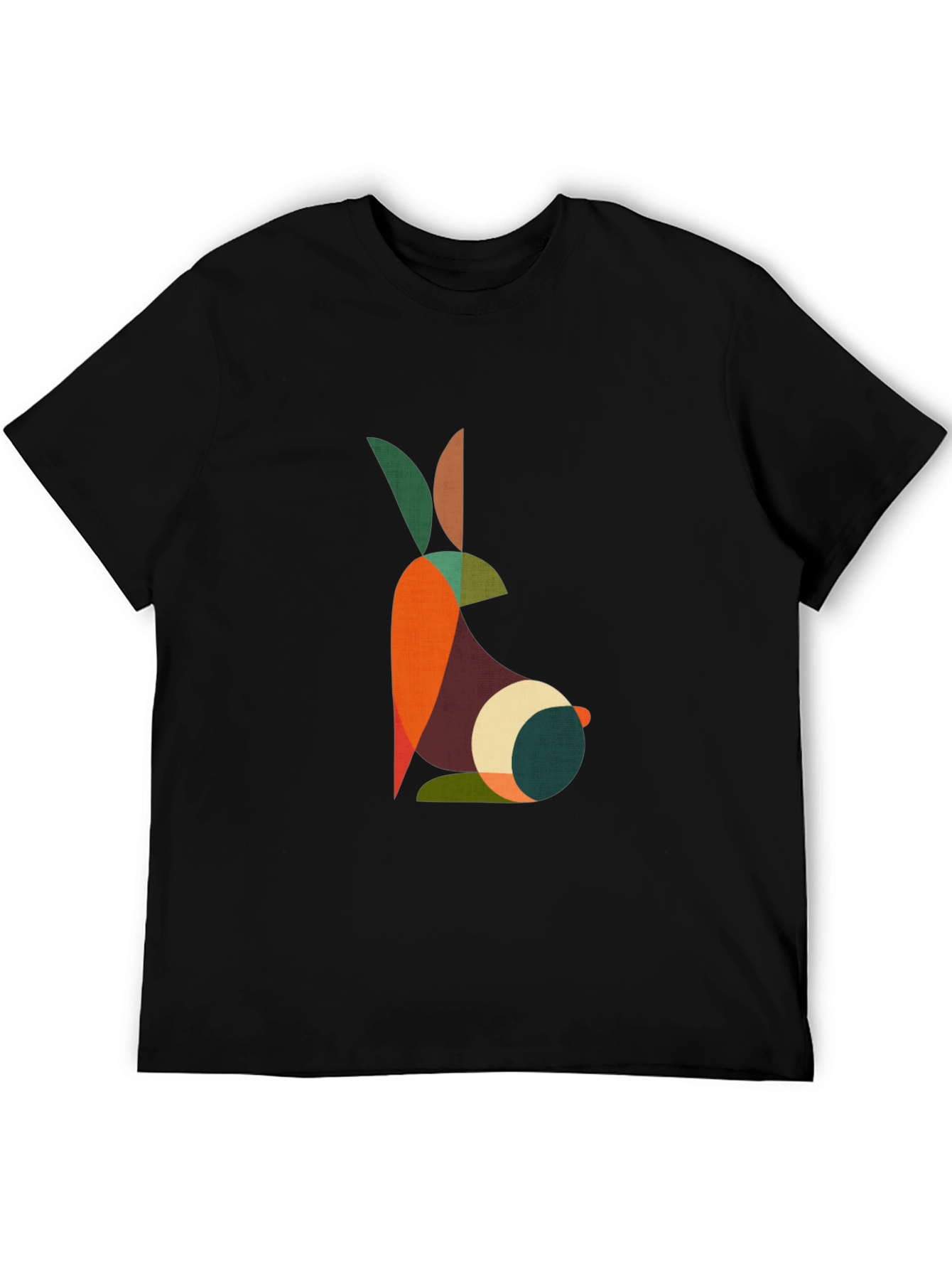 Geometric Rabbit Graphic Black T-Shirt