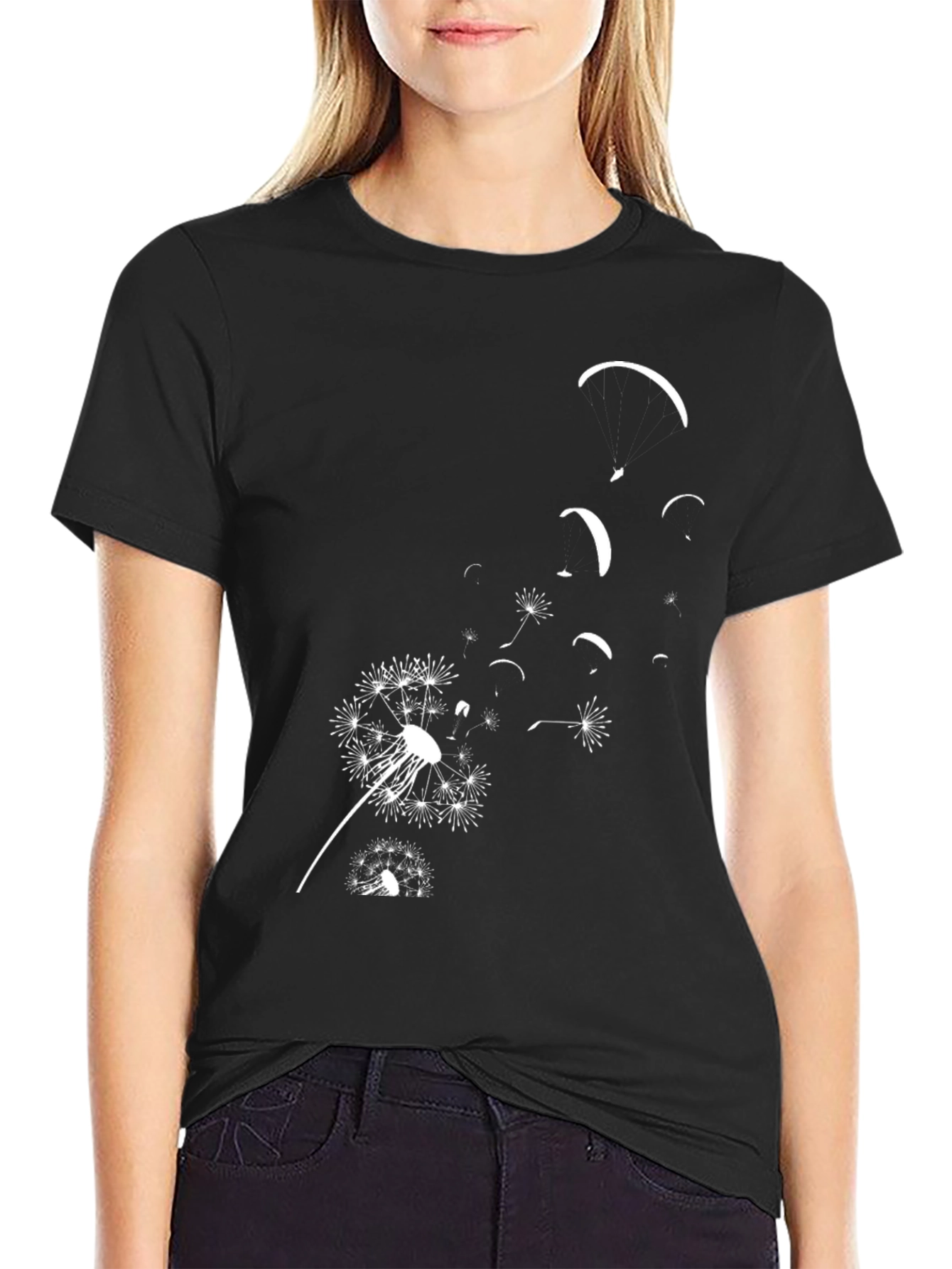 Dandelion Paragliding Black T-Shirt