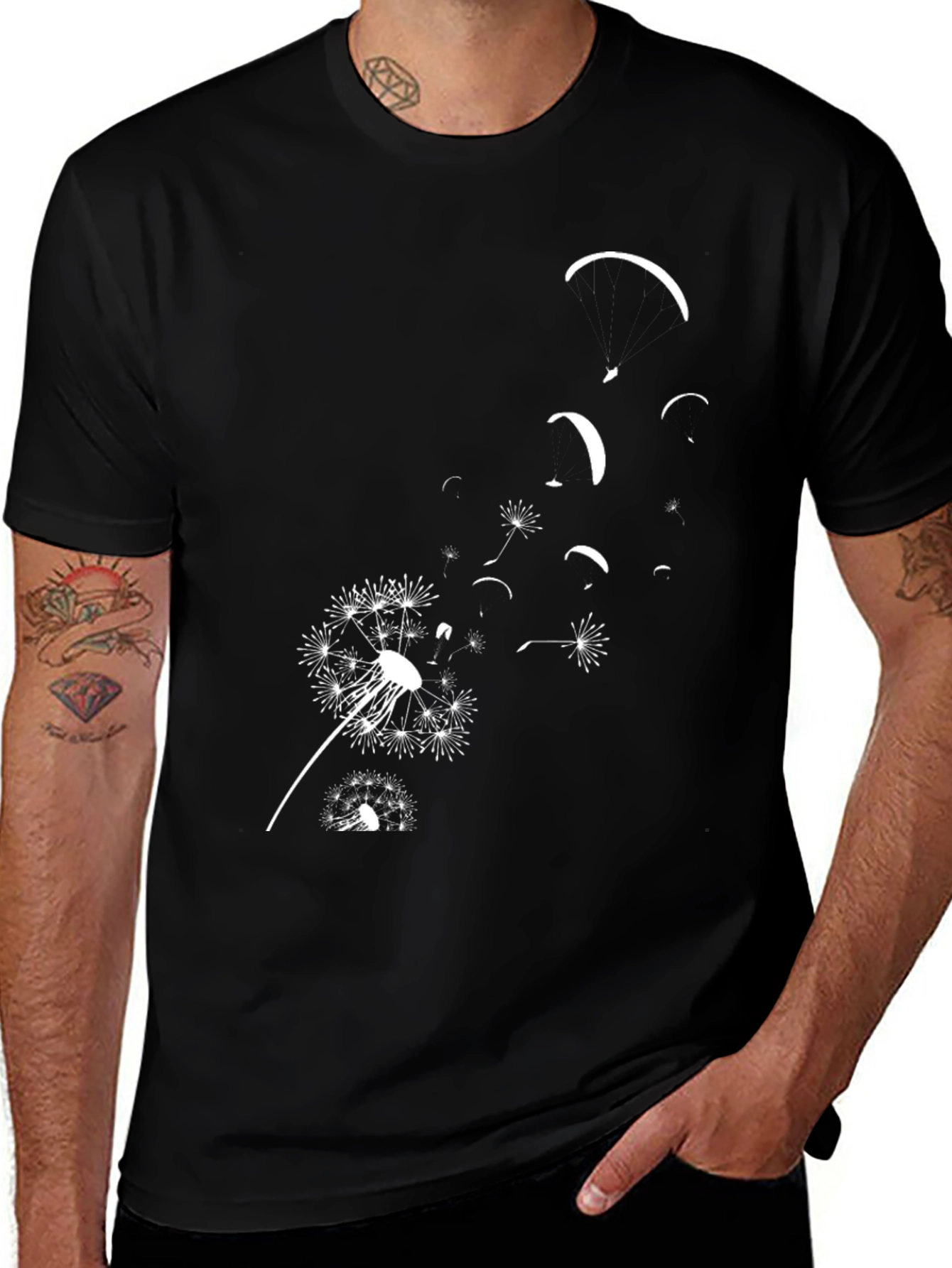 Dandelion Paragliding Black T-Shirt