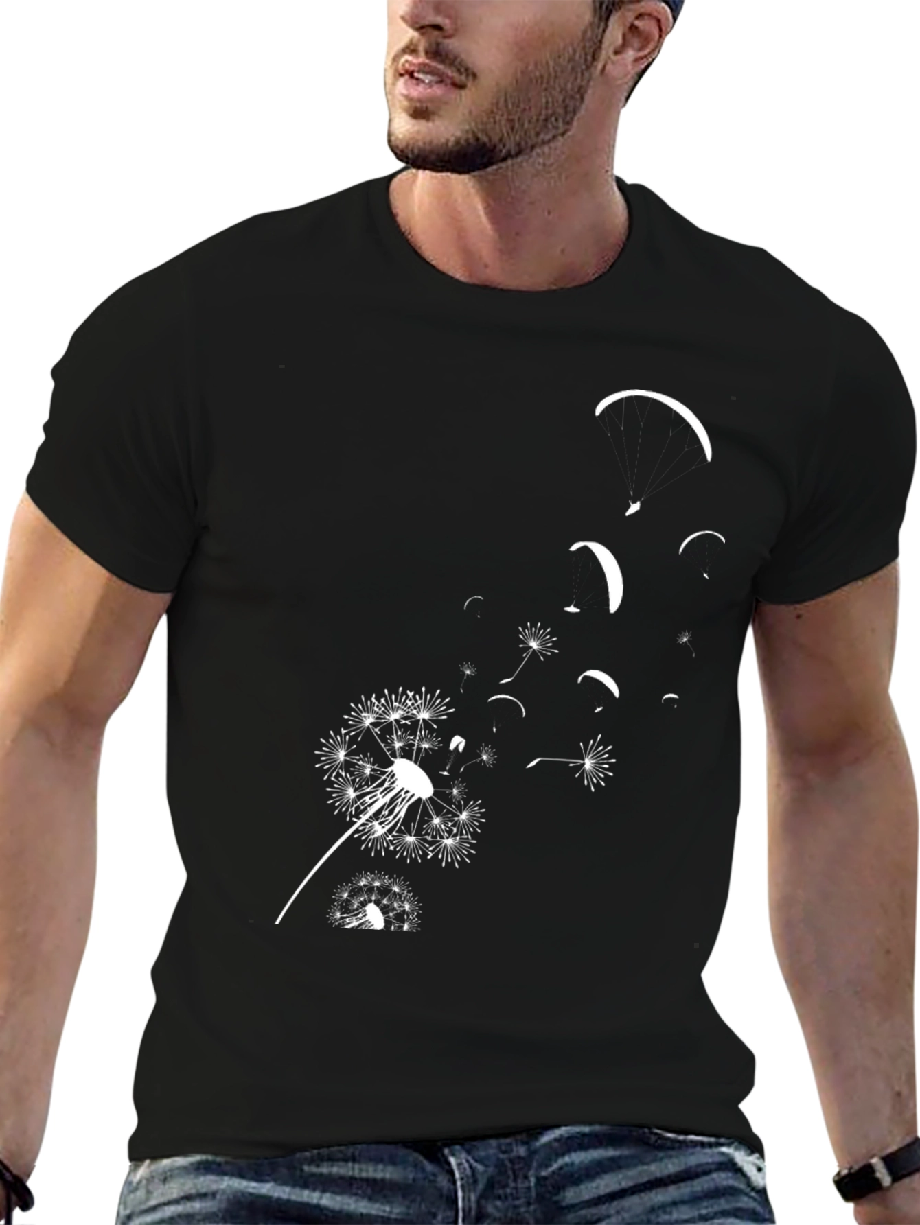 Dandelion Paragliding Black T-Shirt
